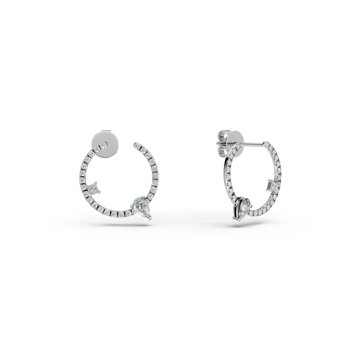 Cercei on-ear din aur alb cu diamante de 0.8ct create in laborator