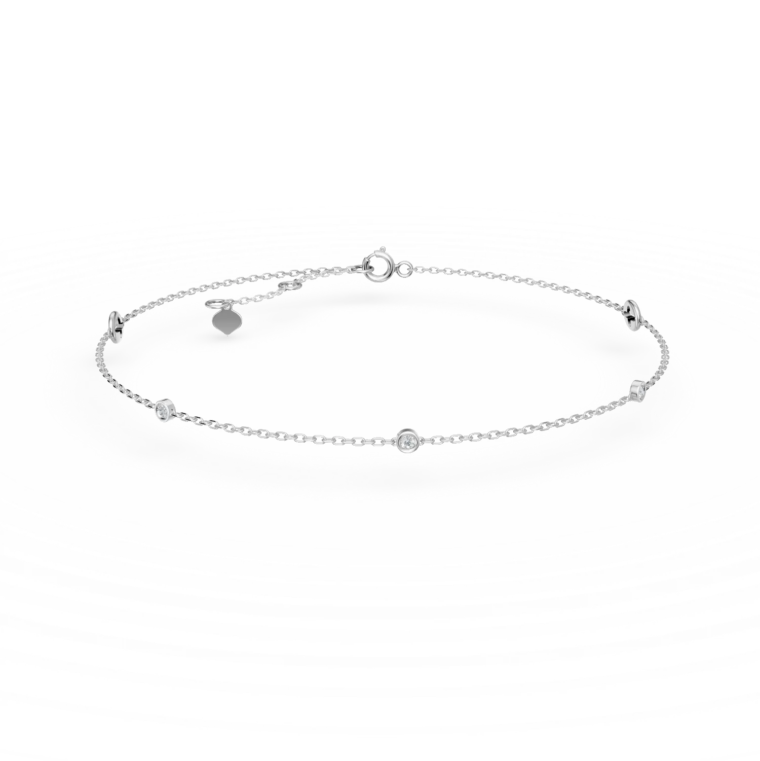 Bratara cu pandantive din aur alb cu diamante de 0.04ct create in laborator - imagine 6