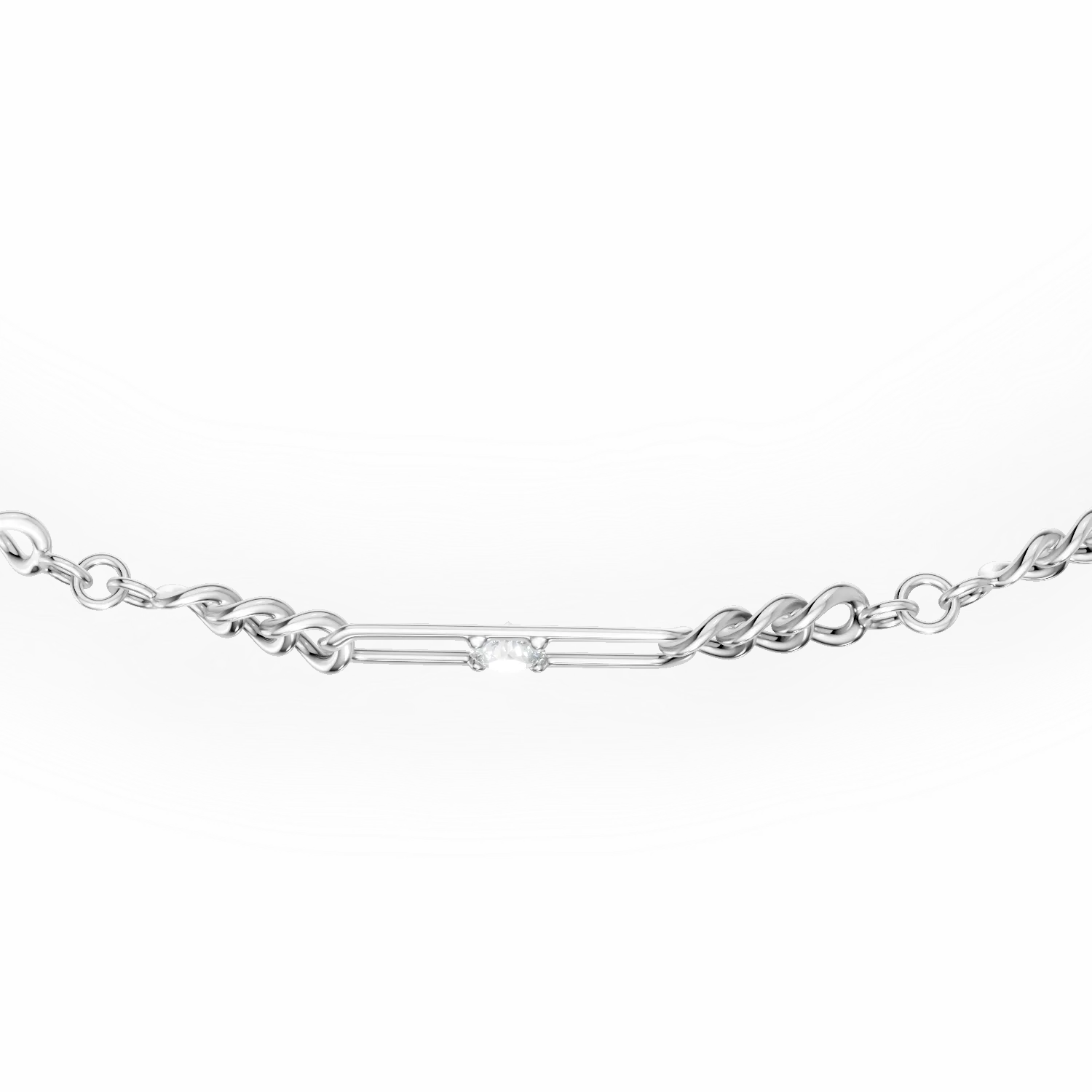 Bratara cu zale din aur alb cu diamante de 0.1ct create in laborator
