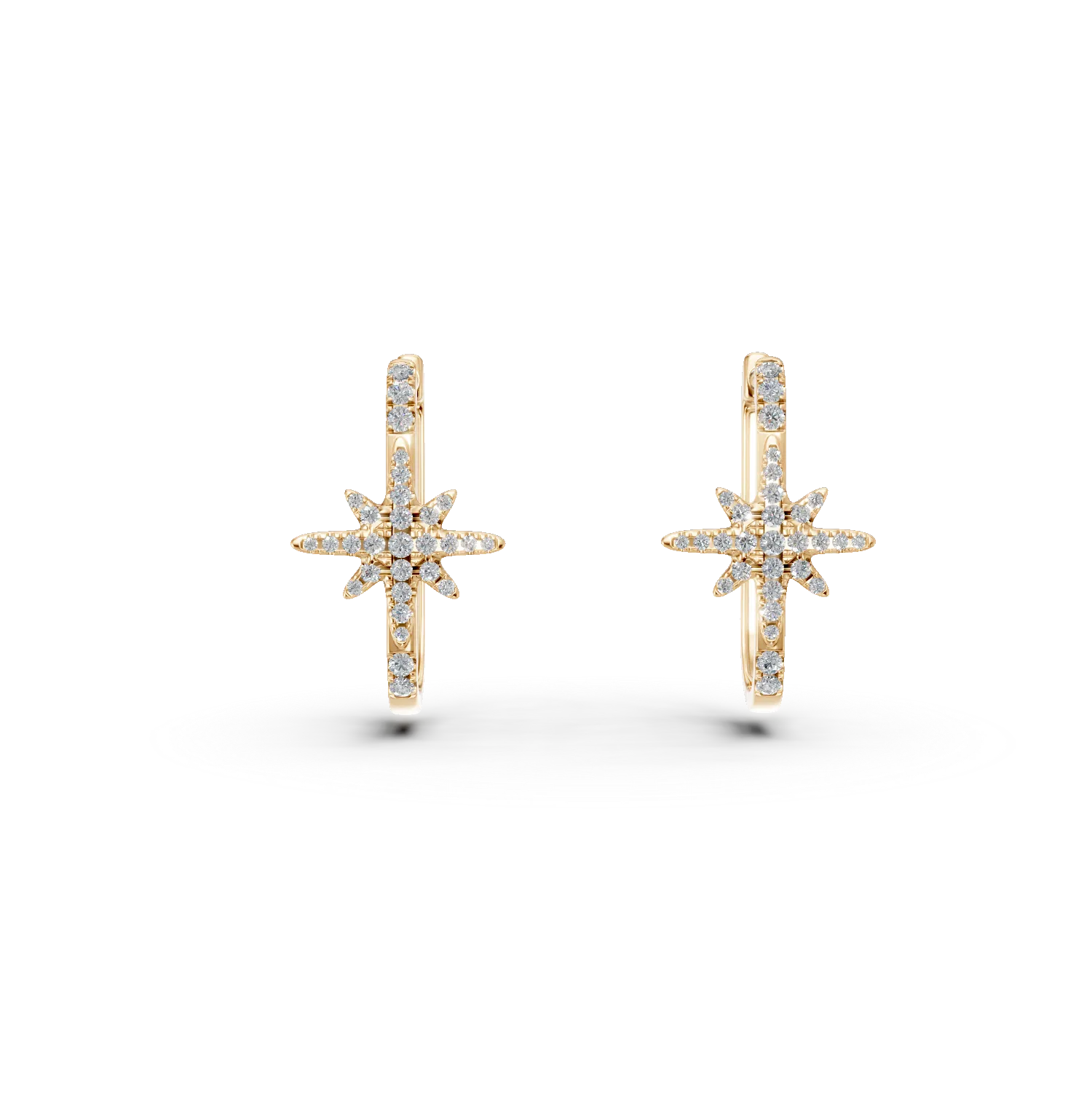 Cercei on-ear din aur galben cu diamante de 0.2ct create in laborator