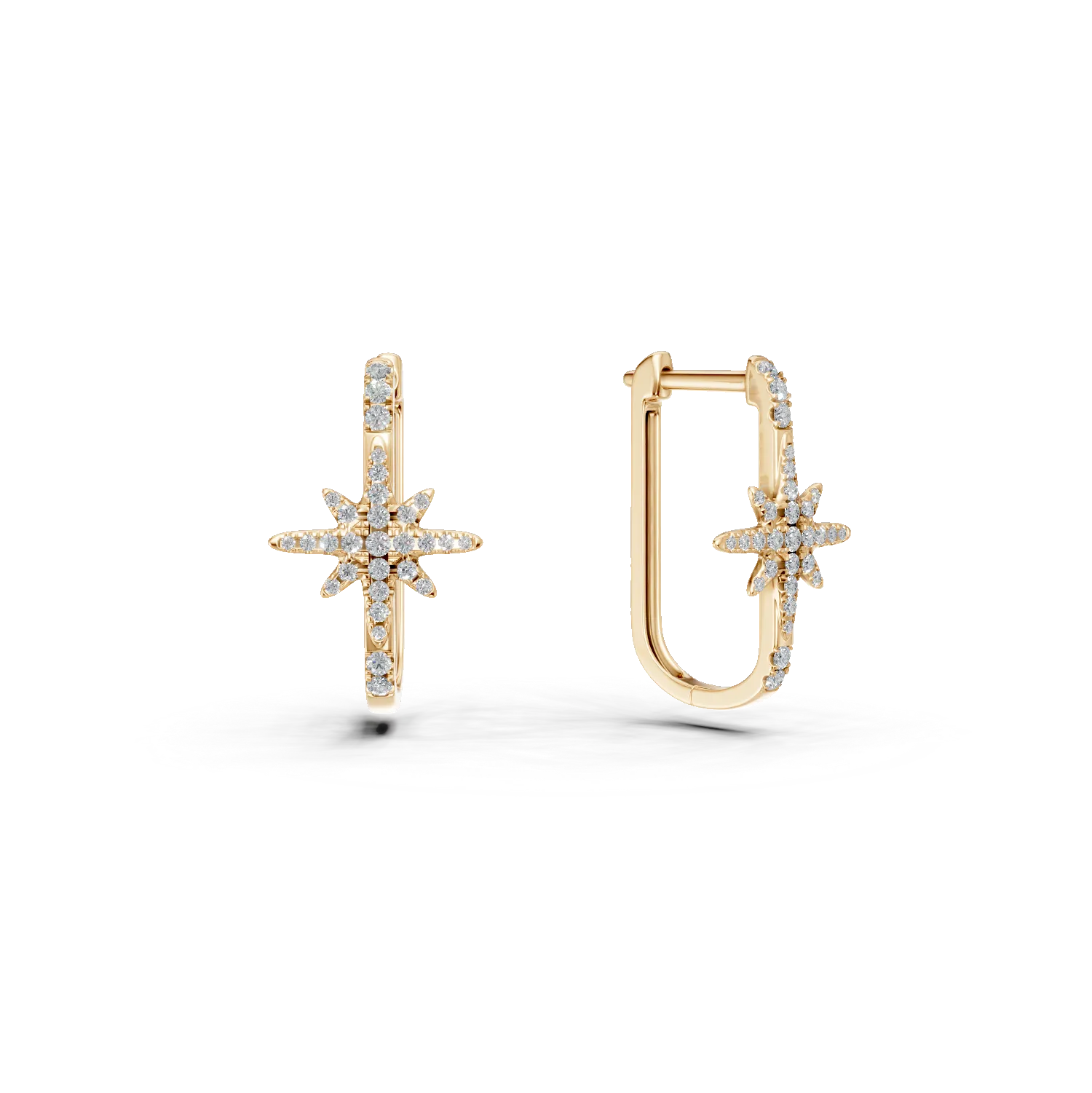 Cercei on-ear din aur galben cu diamante de 0.2ct create in laborator