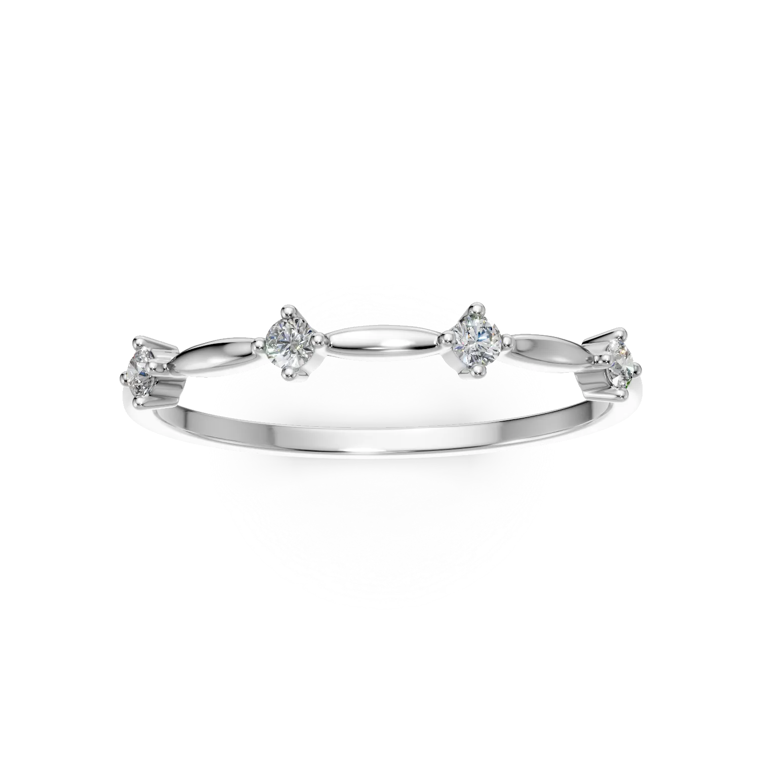 Inel minimalist din aur alb cu diamante de 0.03ct create in laborator