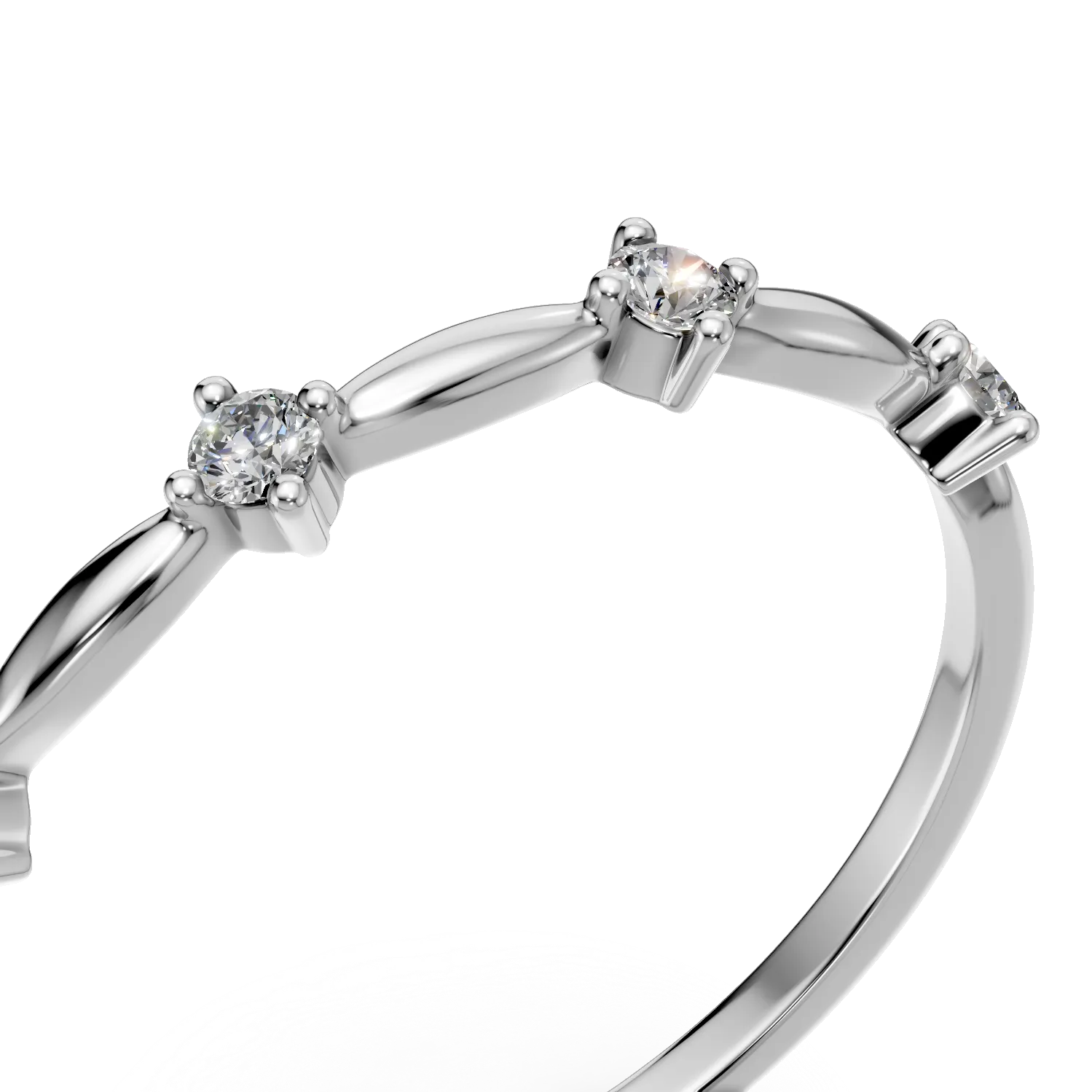 Inel minimalist din aur alb cu diamante de 0.03ct create in laborator