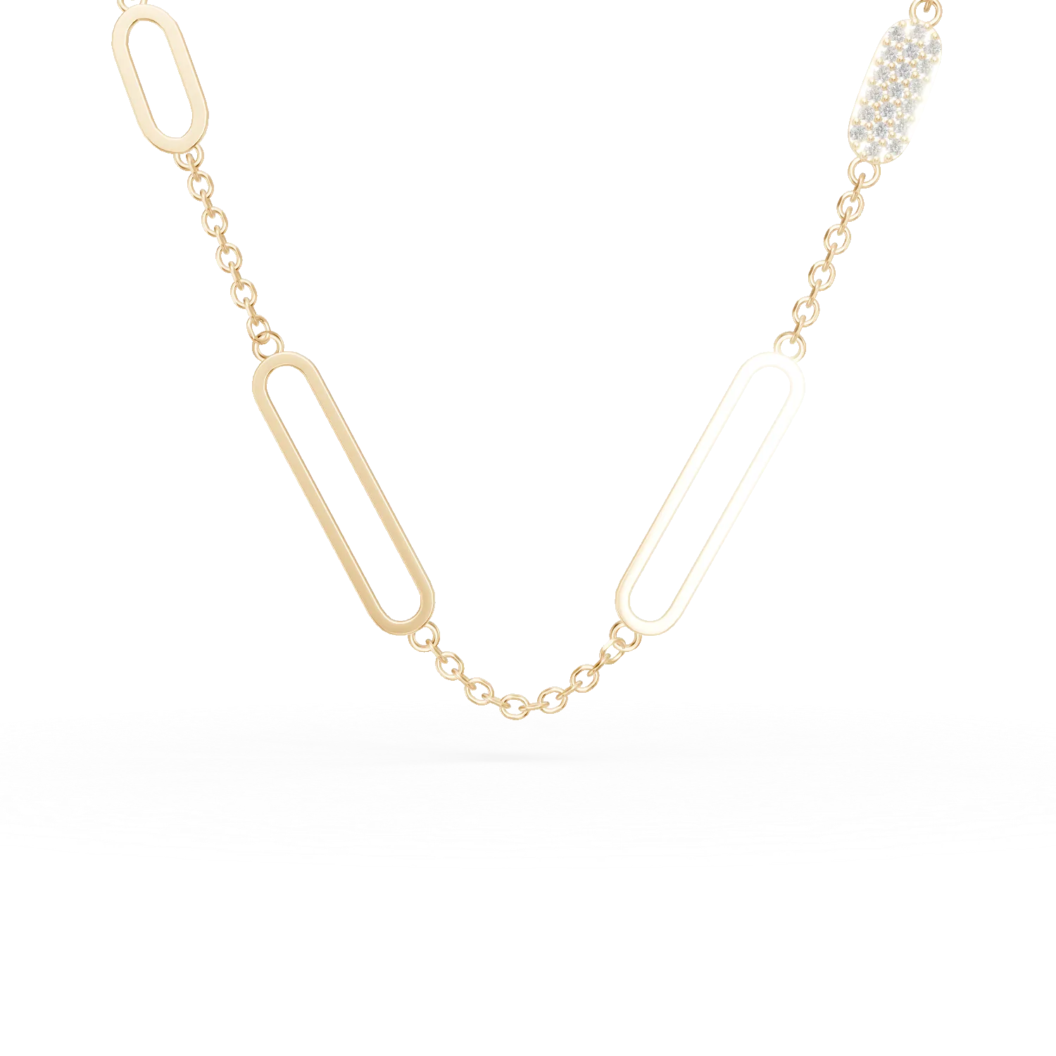 Lant cu pandantive din aur galben si zirconii