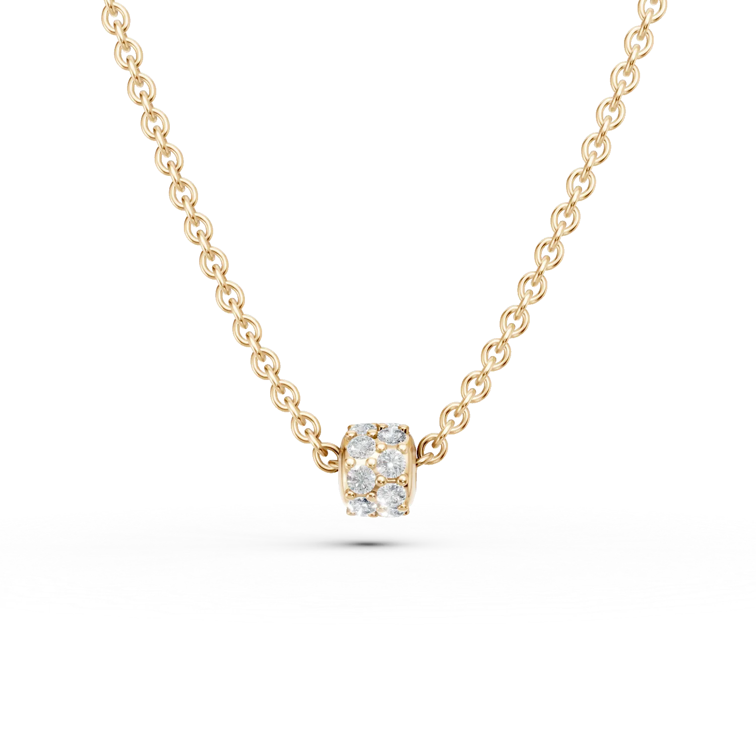 Lant cu pandantiv din aur galben si zirconii