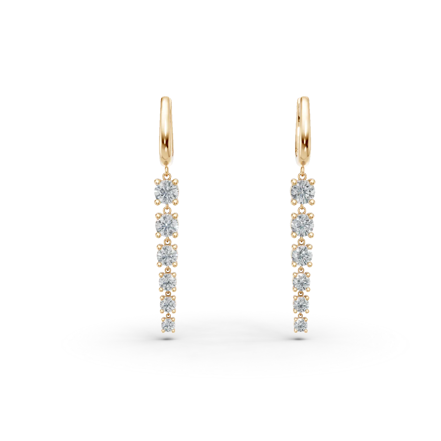 Crecei lungi din aur galben cu zirconii