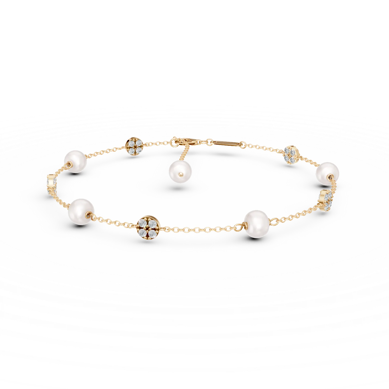 Bratara din aur galben cu perle de cultura si zirconii