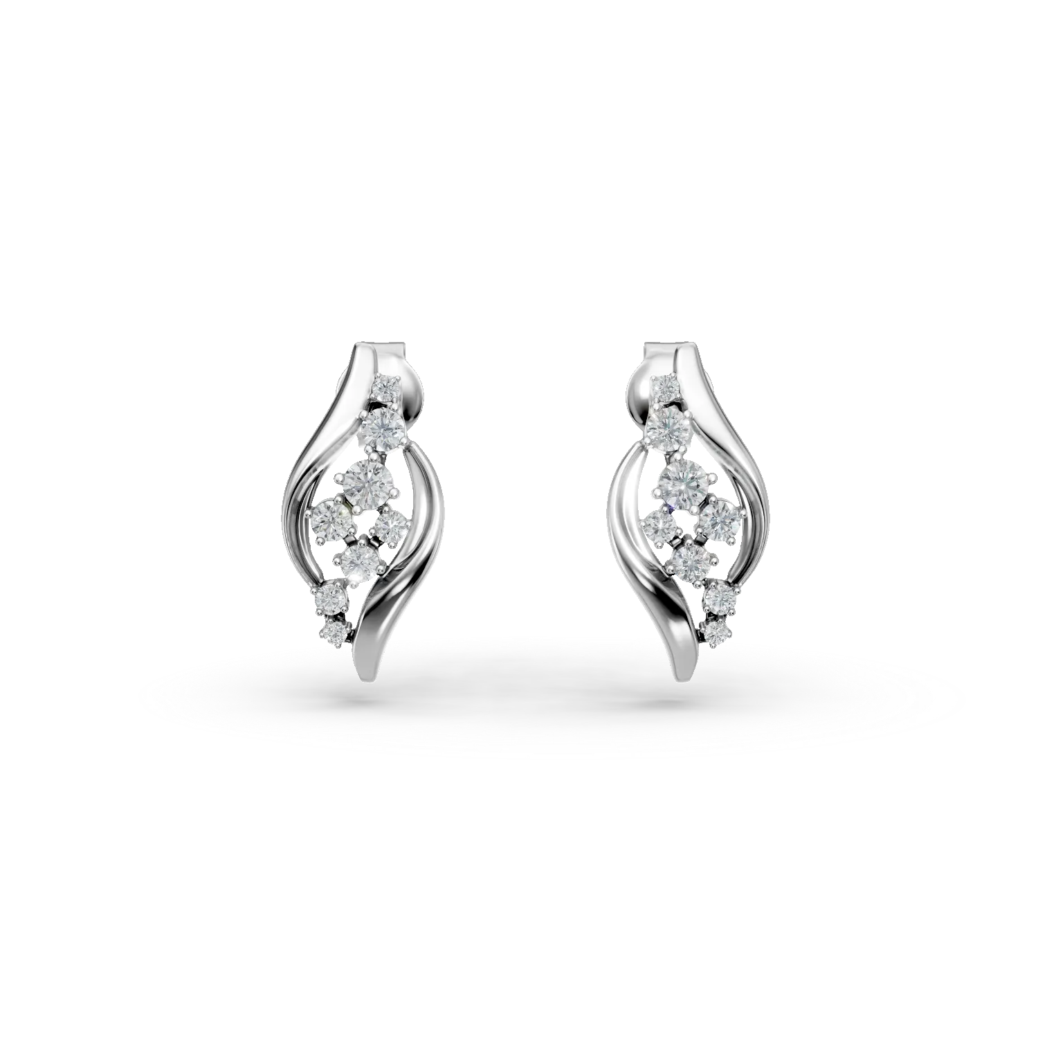 Cercei stud din aur alb cu diamante de 0.2ct create in laborator