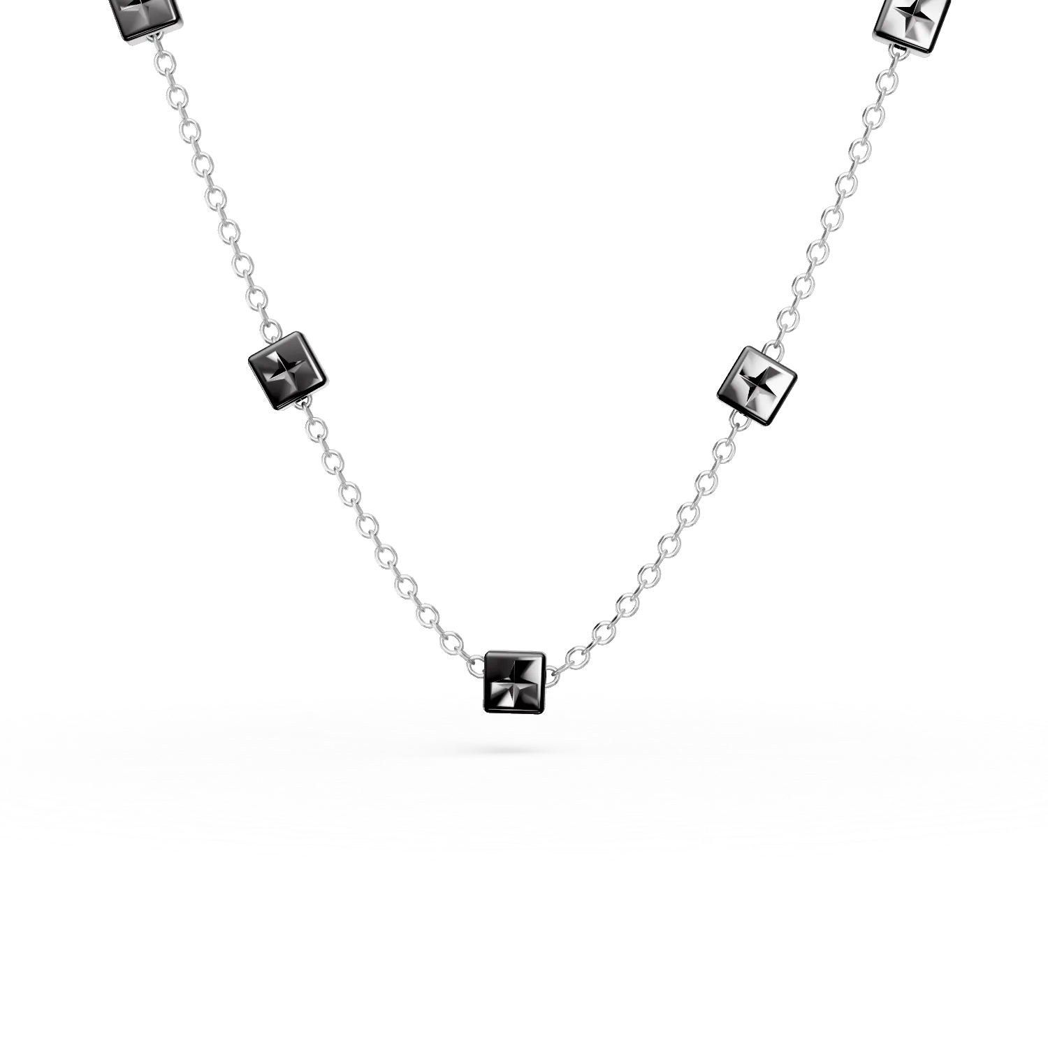 Lant cu pandantive din aur alb-negru