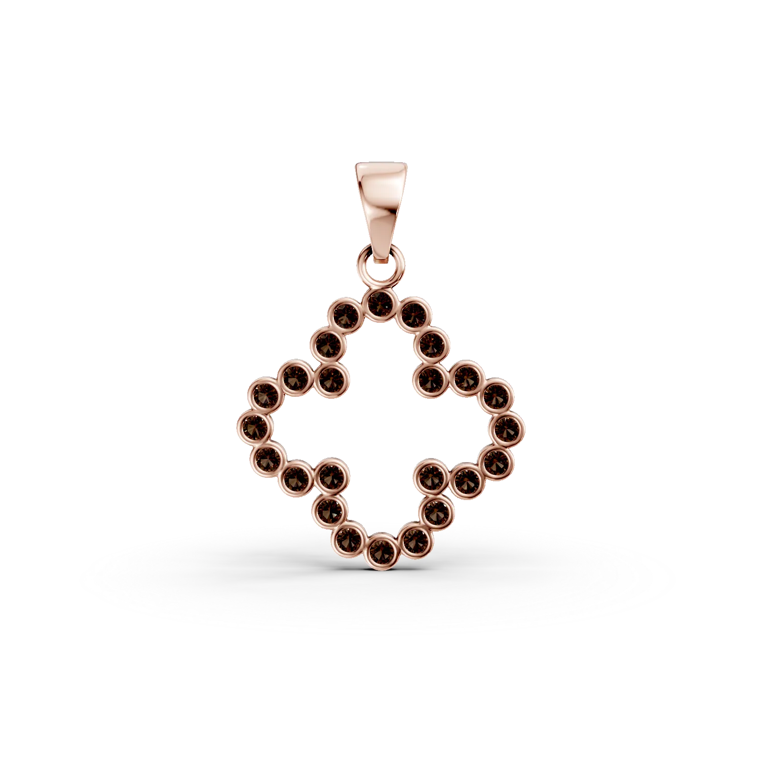 Pandantiv floare din aur roz cu zirconii maro