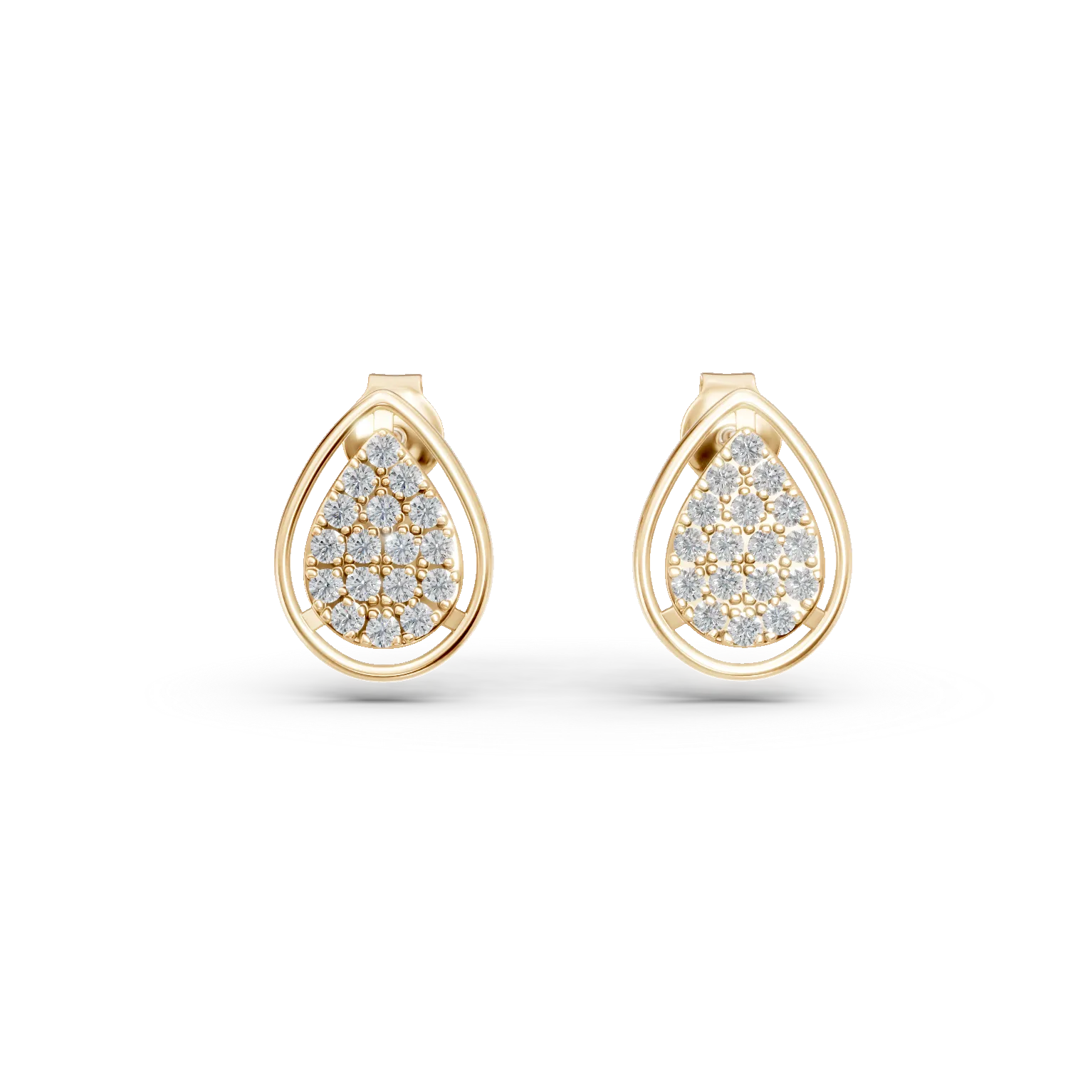 Cercei lacrima din aur galben cu diamante de 0.3ct create in laborator