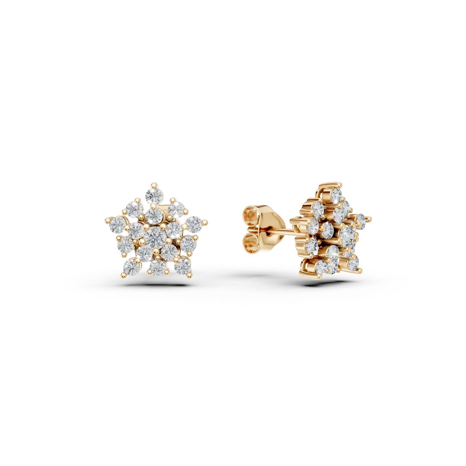 Cercei cu surub din aur galben cu diamante de 0.6ct create in laborator