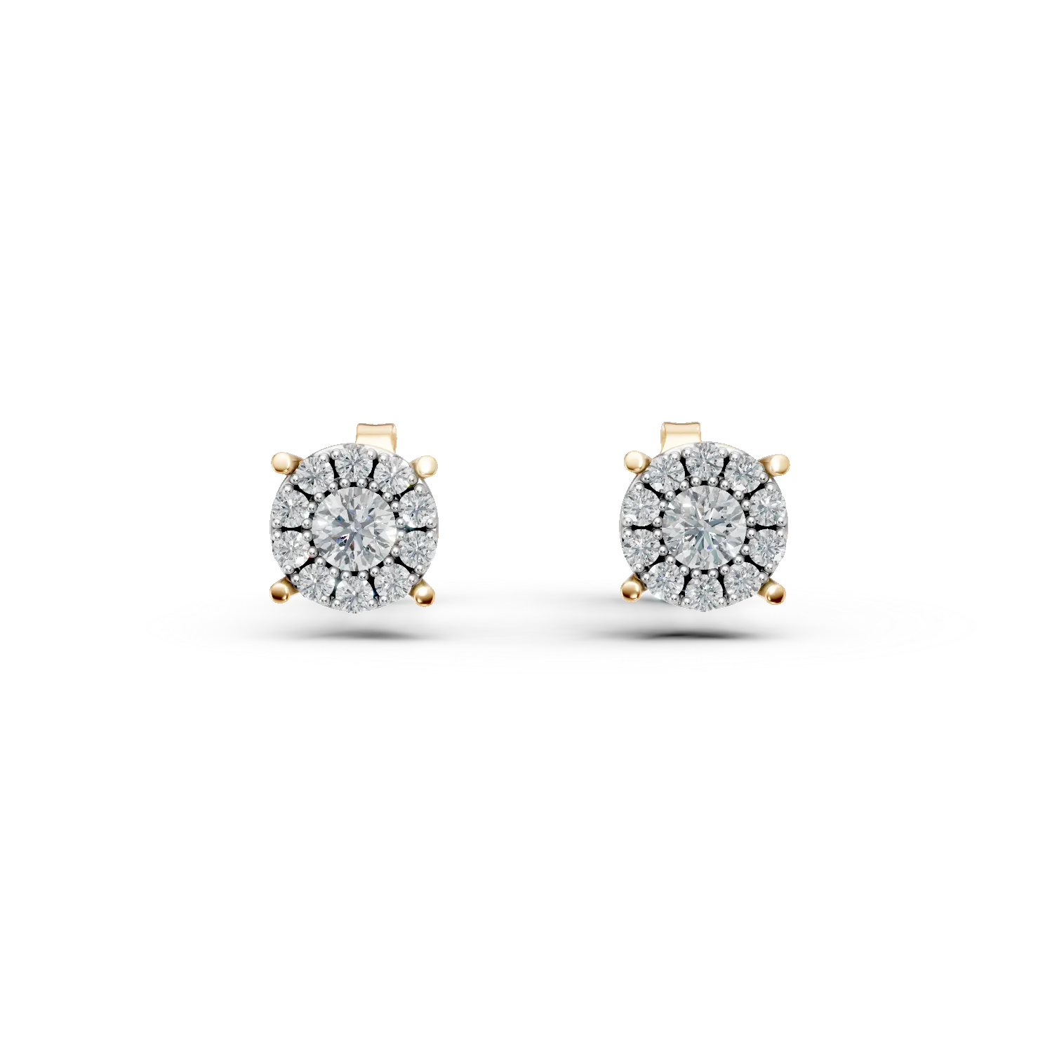 Cercei rotunzi din aur galben cu diamante de 0.2ct create in laborator