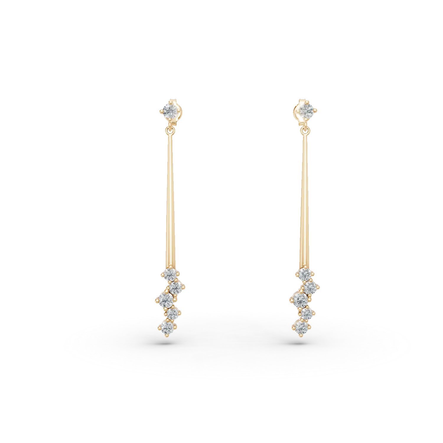 Cercei lungi minimalisti din aur galben cu diamante de 0.4ct create in laborator