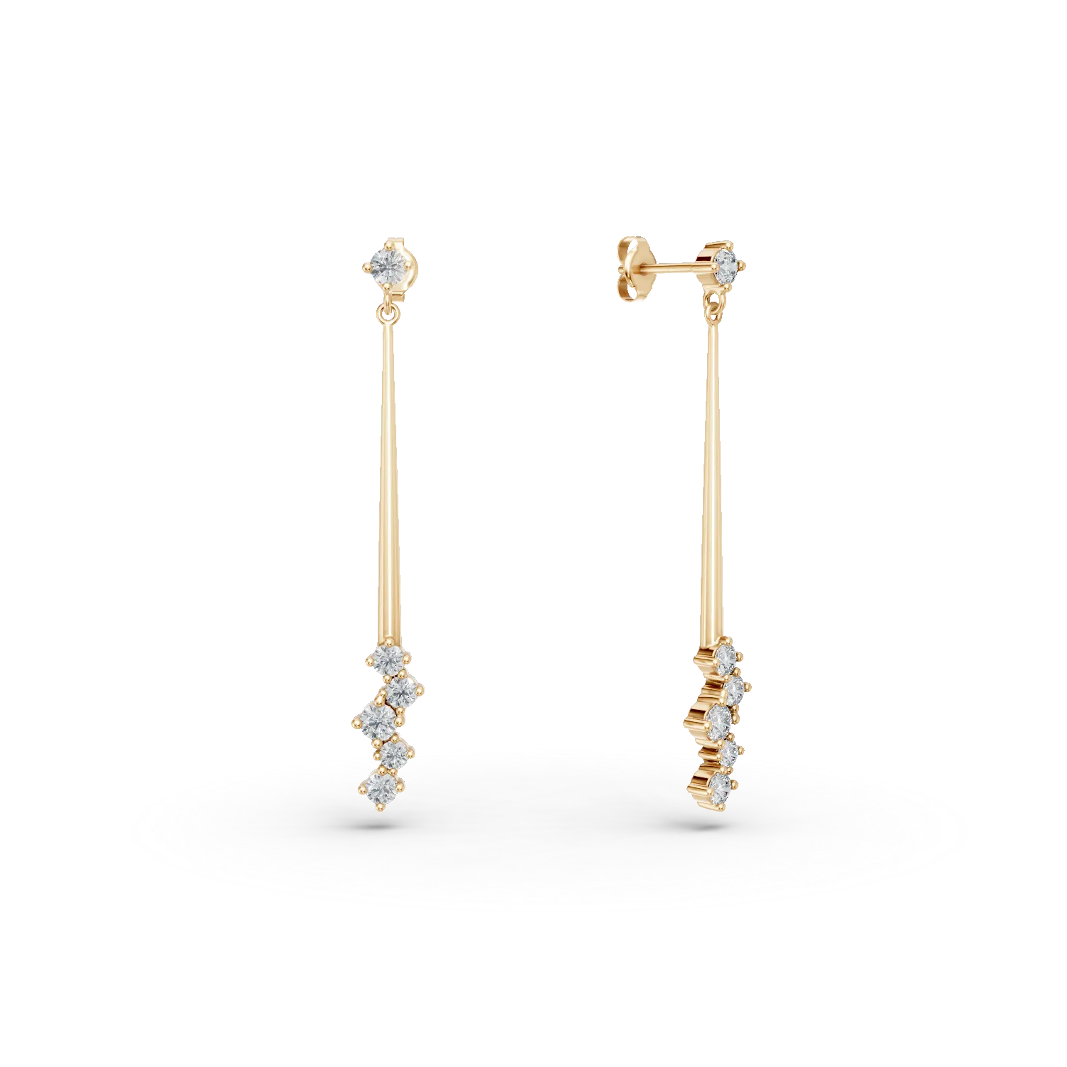 Cercei lungi minimalisti din aur galben cu diamante de 0.4ct create in laborator