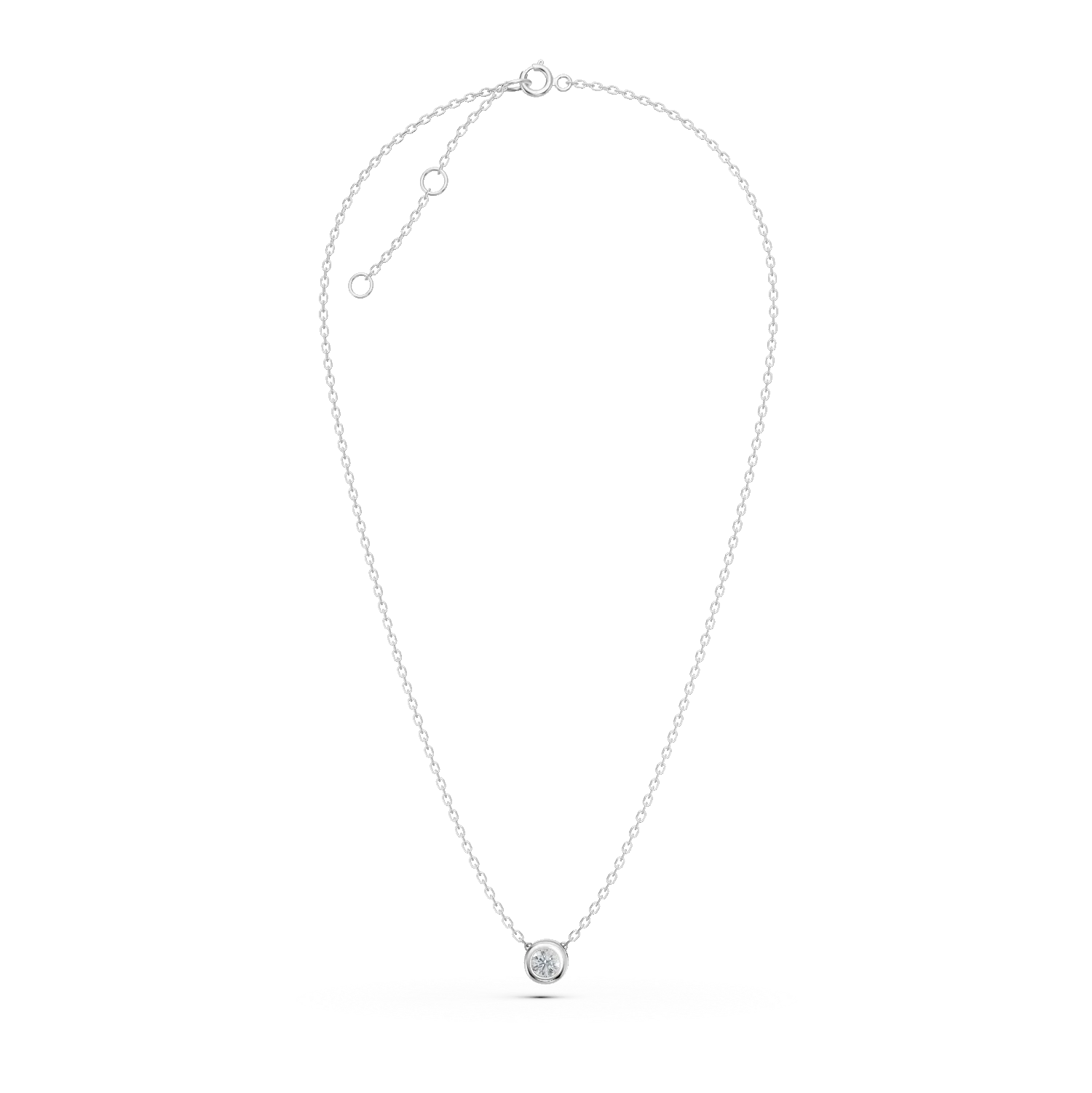 Lant cu pandantiv minimalist din aur alb cu diamant de 0.09ct creat in laborator