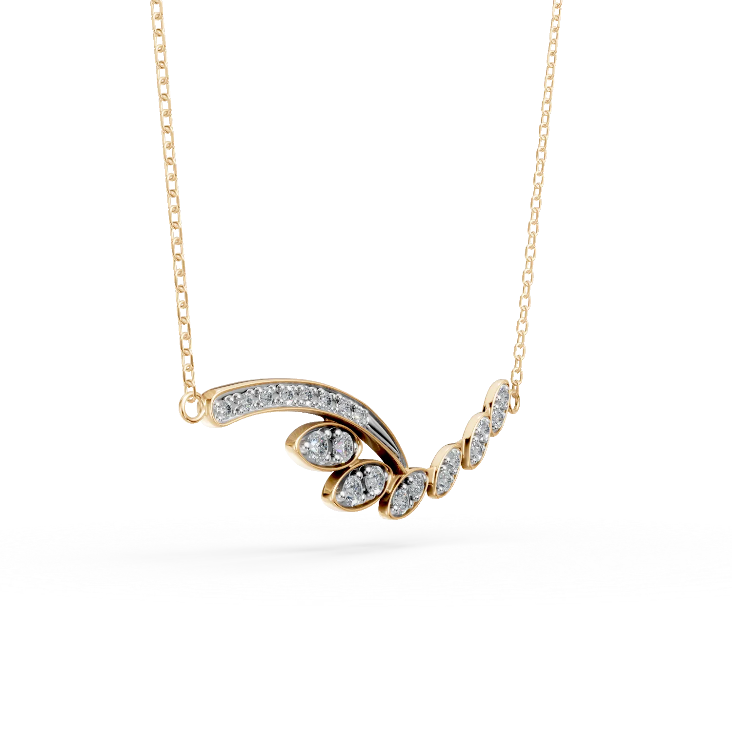 Colier minimalist din aur galben cu diamante de 0.3ct create in laborator