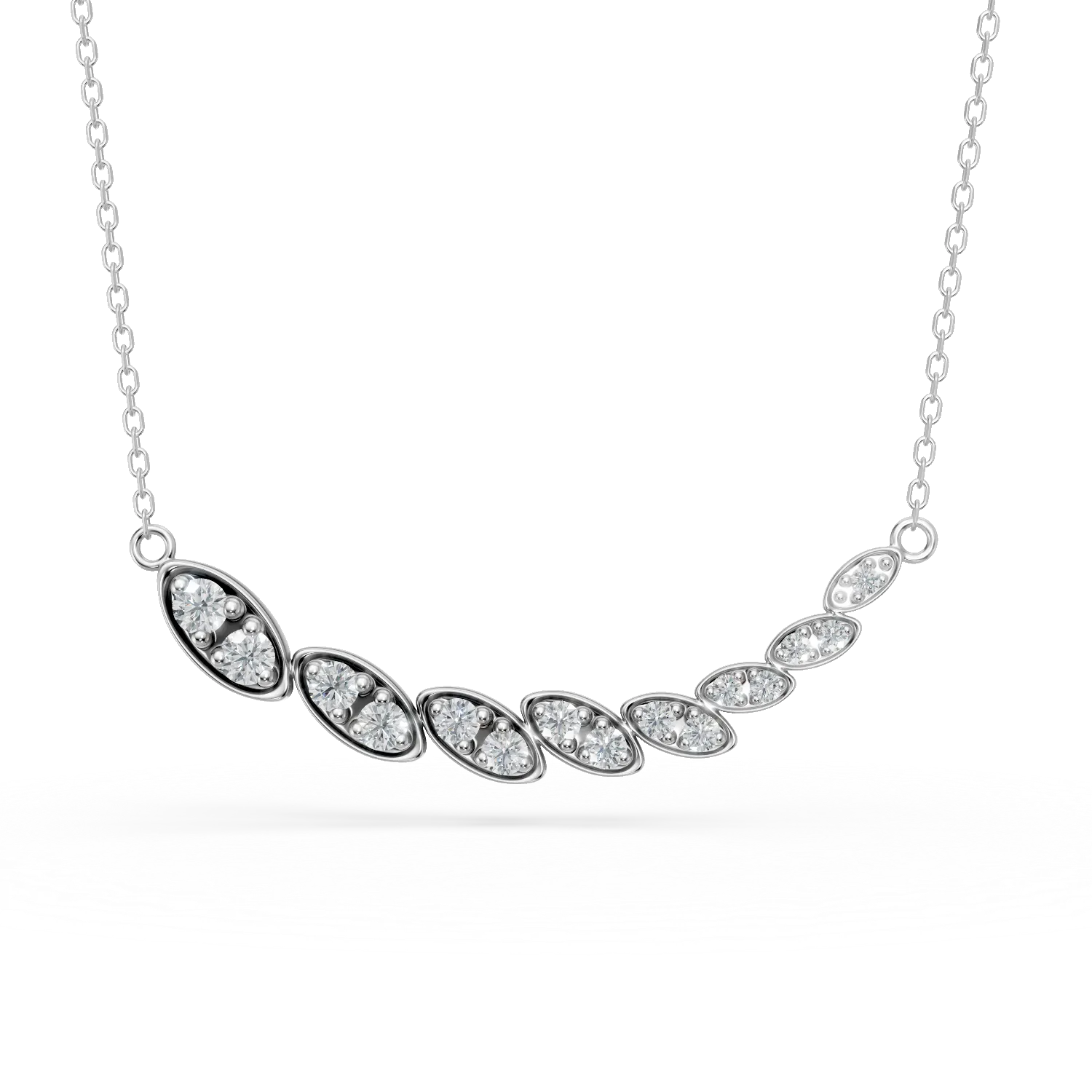 Colier minimalist din aur alb cu diamante de 0.3ct create in laborator