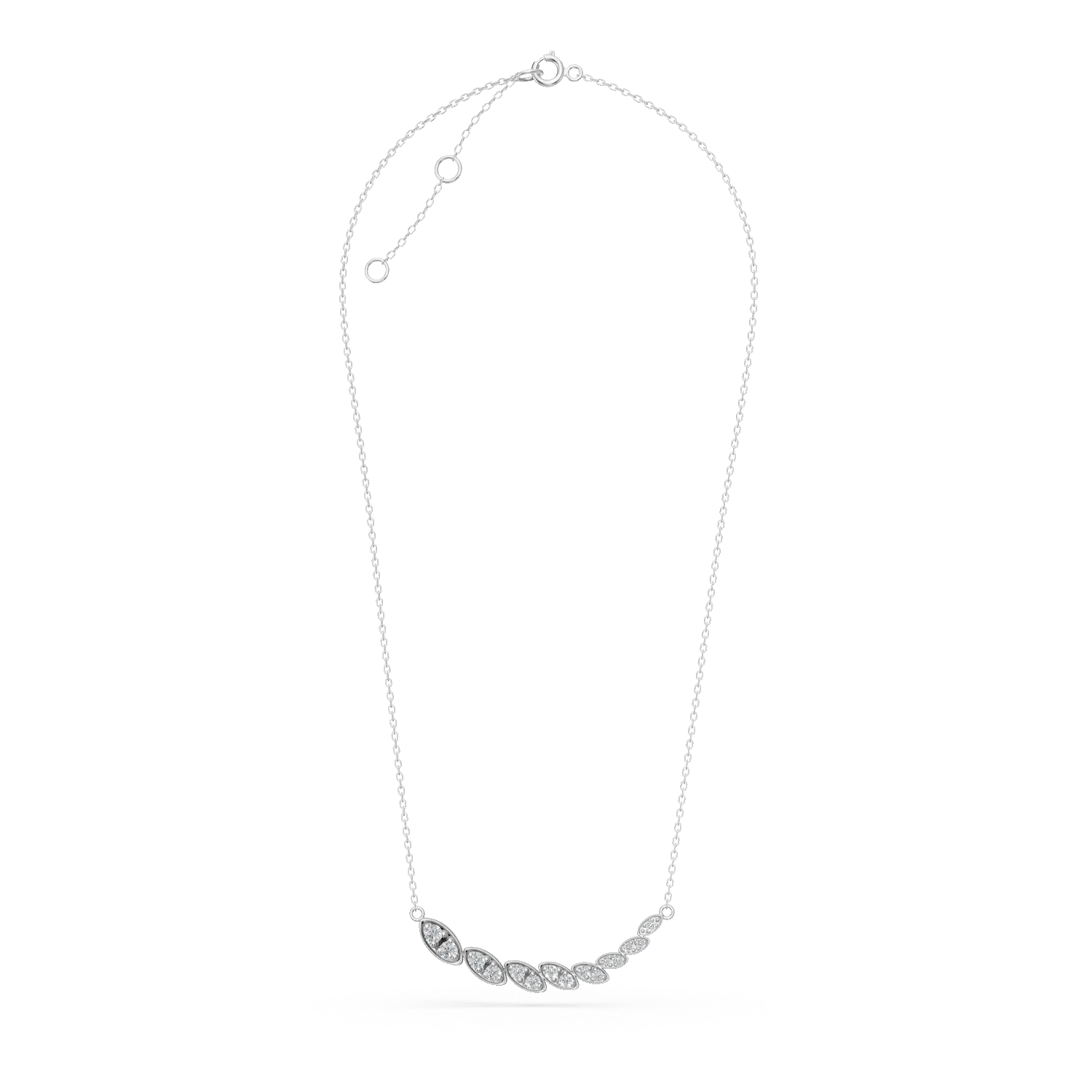 Colier minimalist din aur alb cu diamante de 0.3ct create in laborator