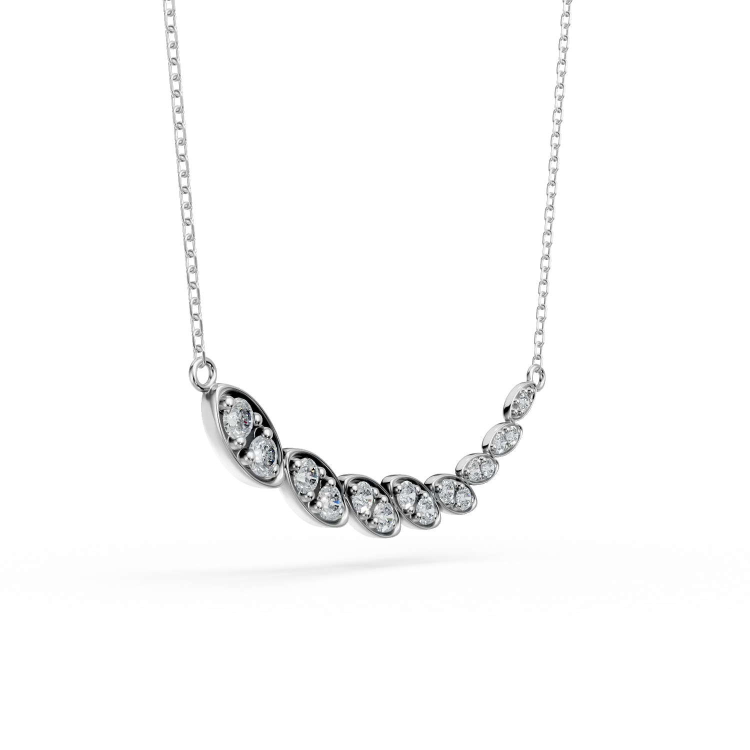 Colier minimalist din aur alb cu diamante de 0.3ct create in laborator