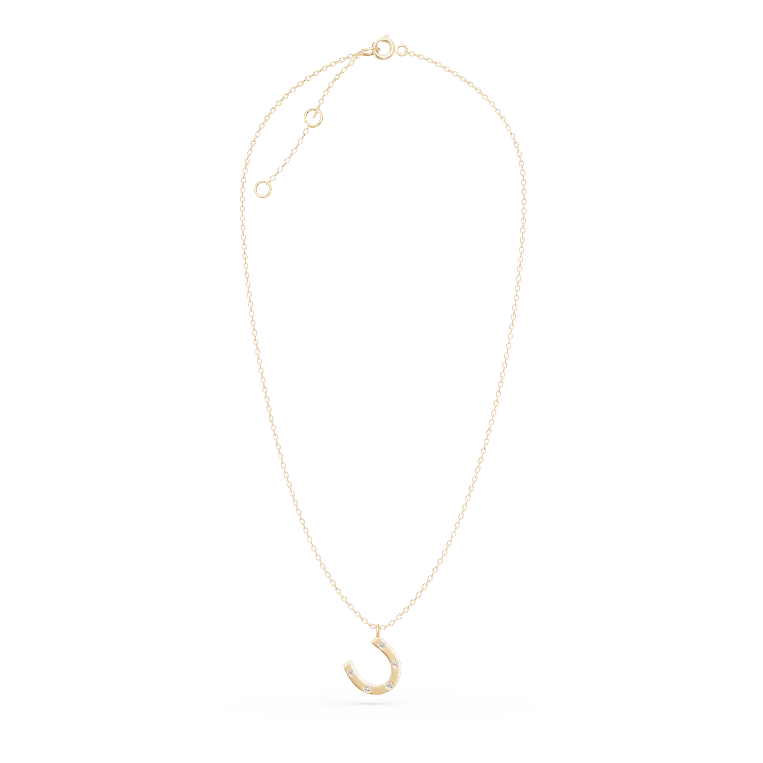 Lant cu pandantiv potcoava din aur galben cu diamante de 0.02ct create in laborator