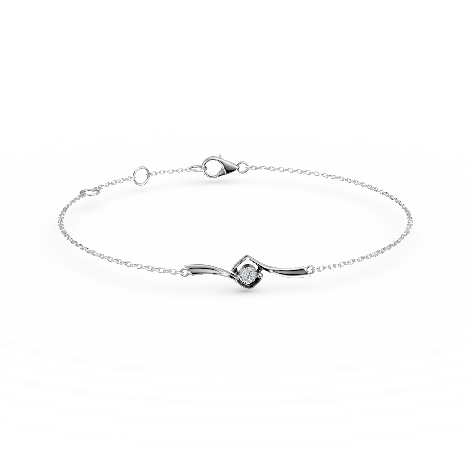 Bratara cu pandantiv din aur alb cu diamant de 0.08ct creat in laborator