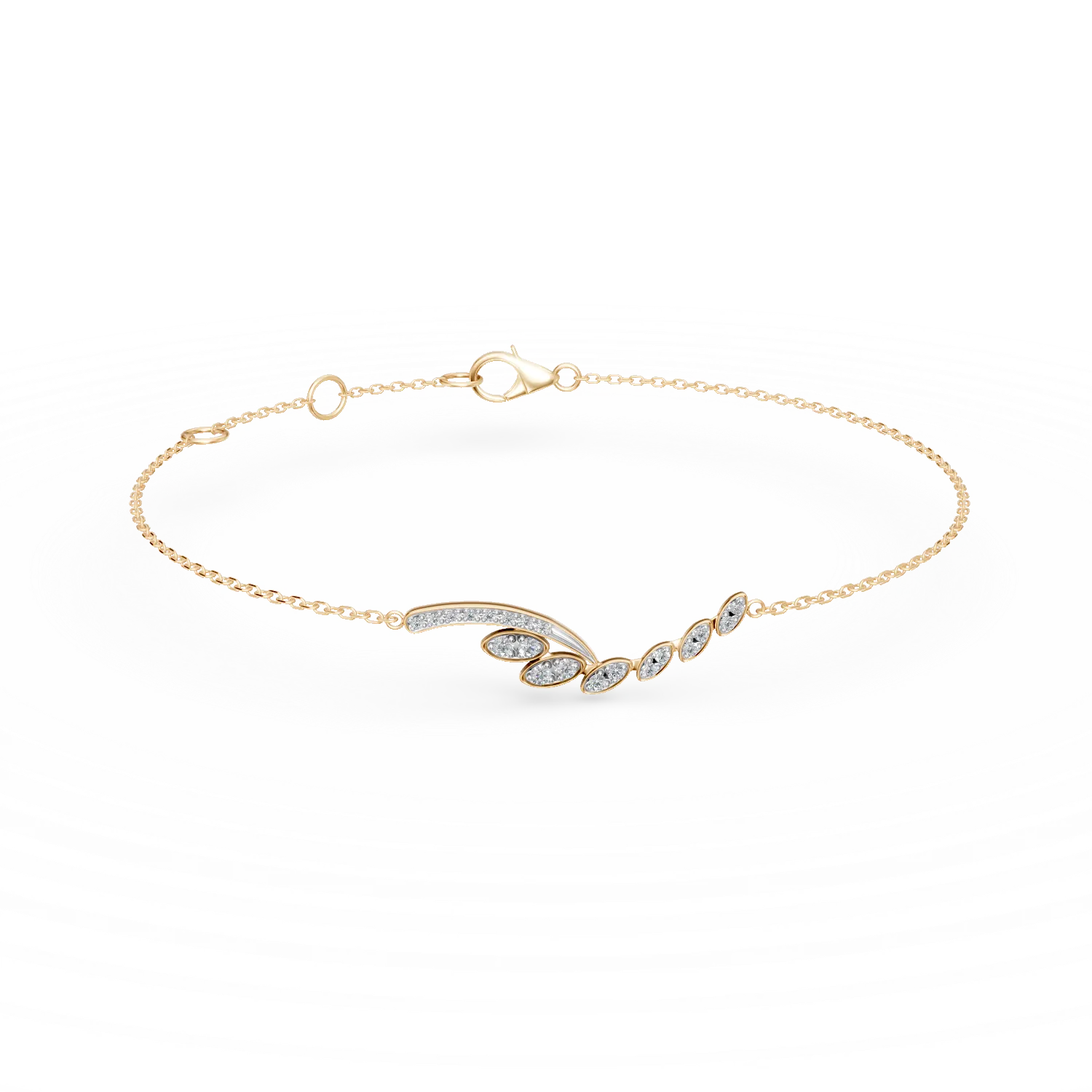 Bratara cu pandantiv din aur galben cu diamante de 0.2ct create in laborator