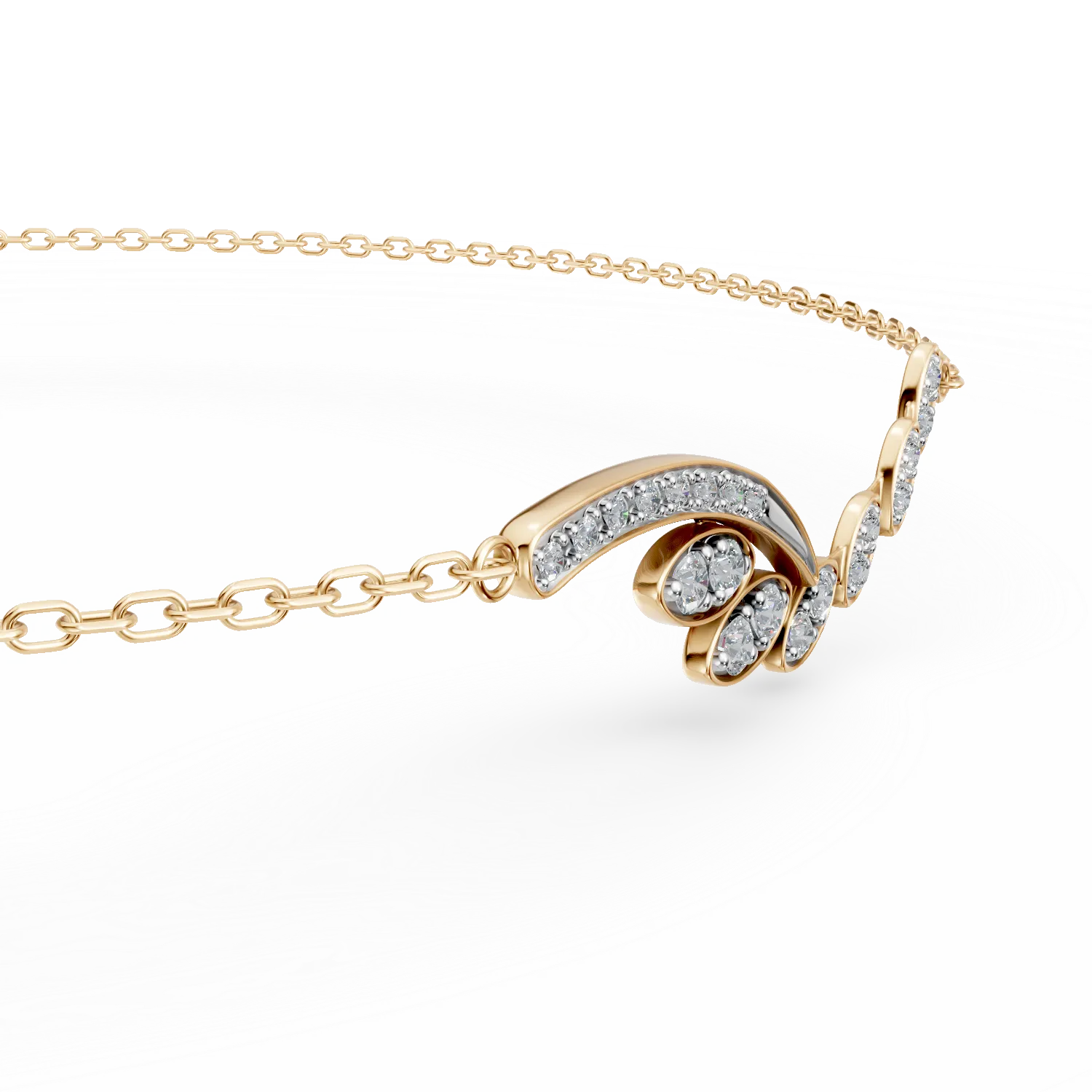 Bratara cu pandantiv din aur galben cu diamante de 0.2ct create in laborator