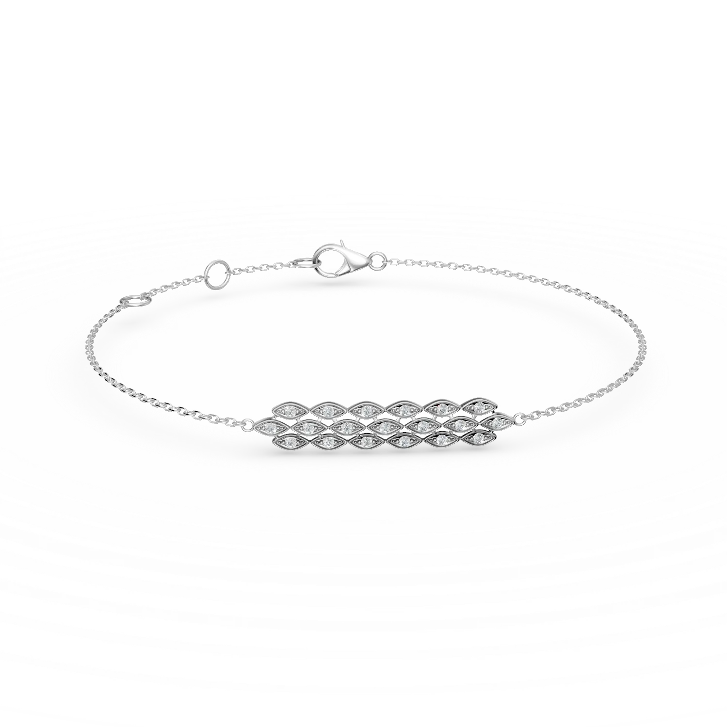Bratara cu pandantiv din aur alb cu diamante microsetting de 0.1ct create in laborator