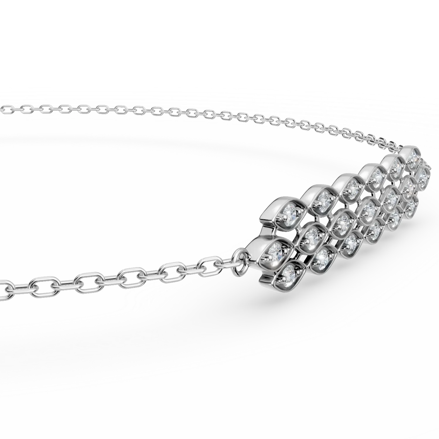 Bratara cu pandantiv din aur alb cu diamante microsetting de 0.1ct create in laborator