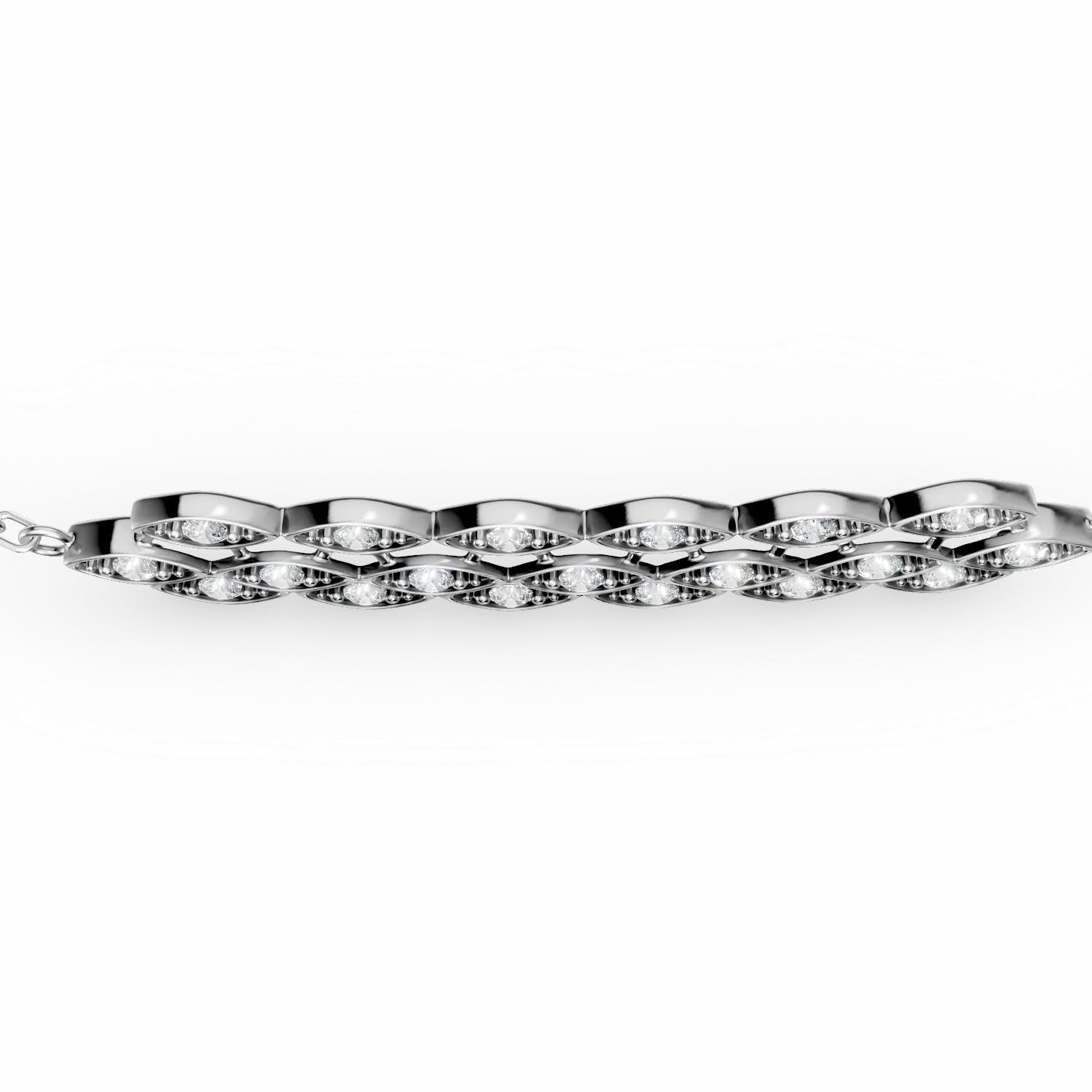 Bratara cu pandantiv din aur alb cu diamante microsetting de 0.1ct create in laborator