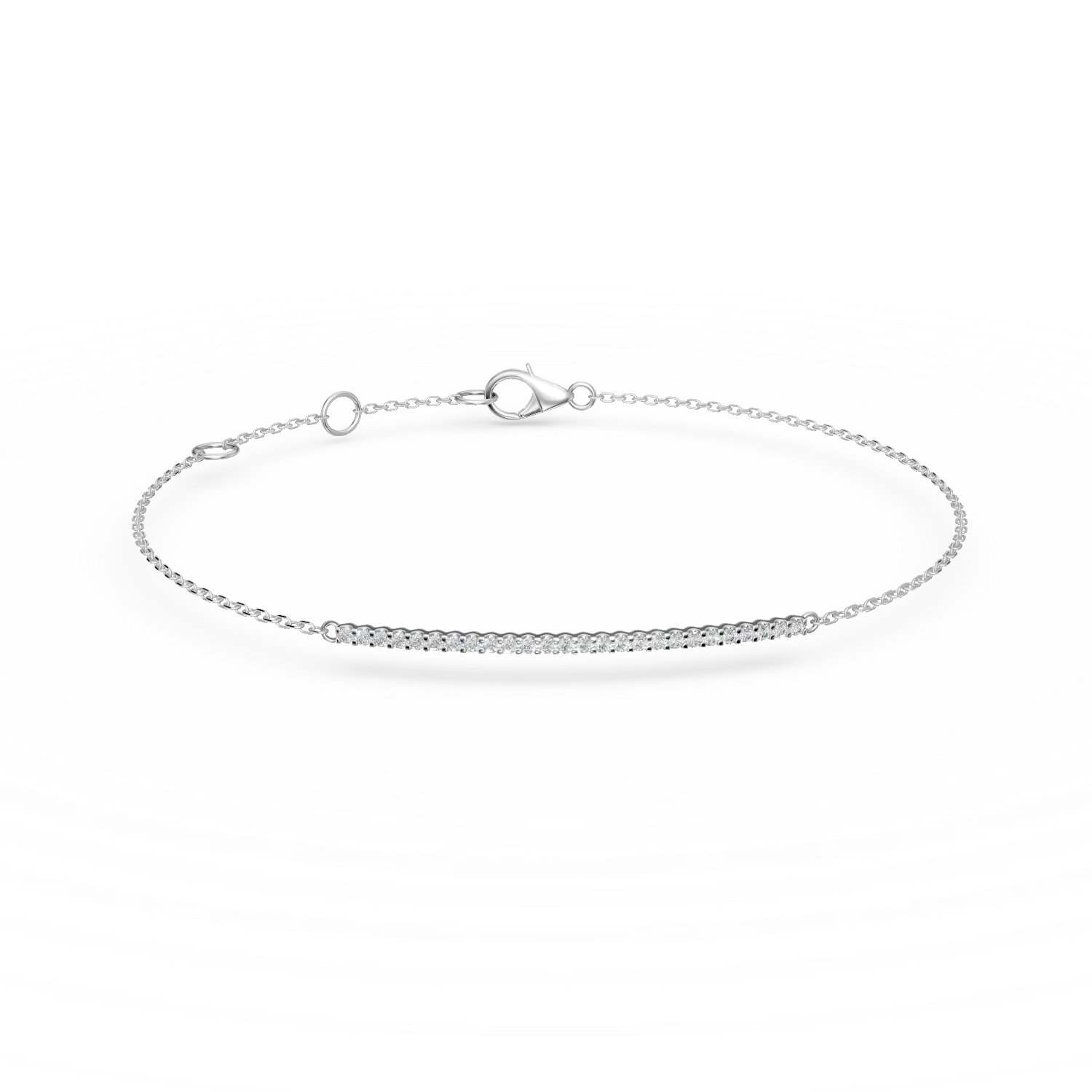 Bratara minimalista din aur alb cu diamante de 0.2ct create in laborator