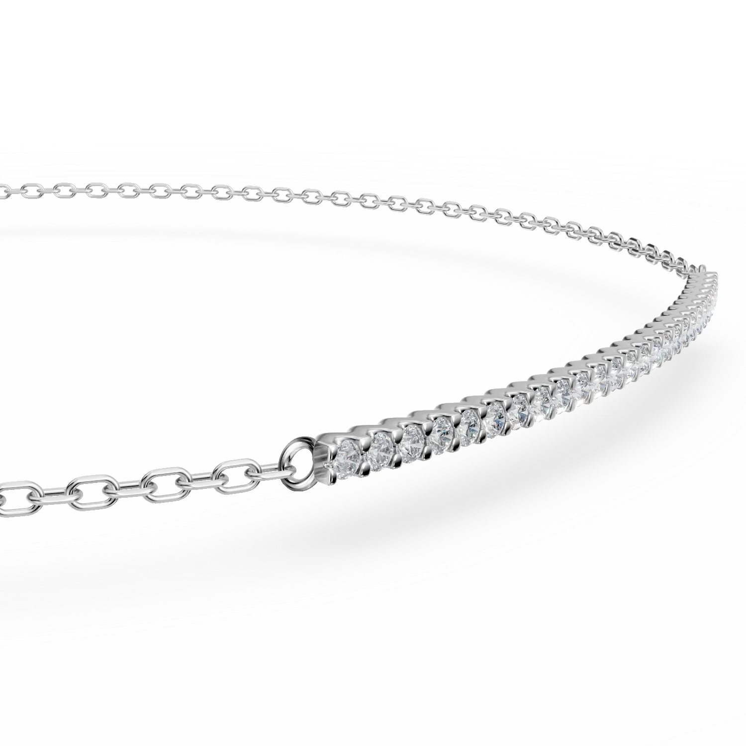 Bratara minimalista din aur alb cu diamante de 0.2ct create in laborator
