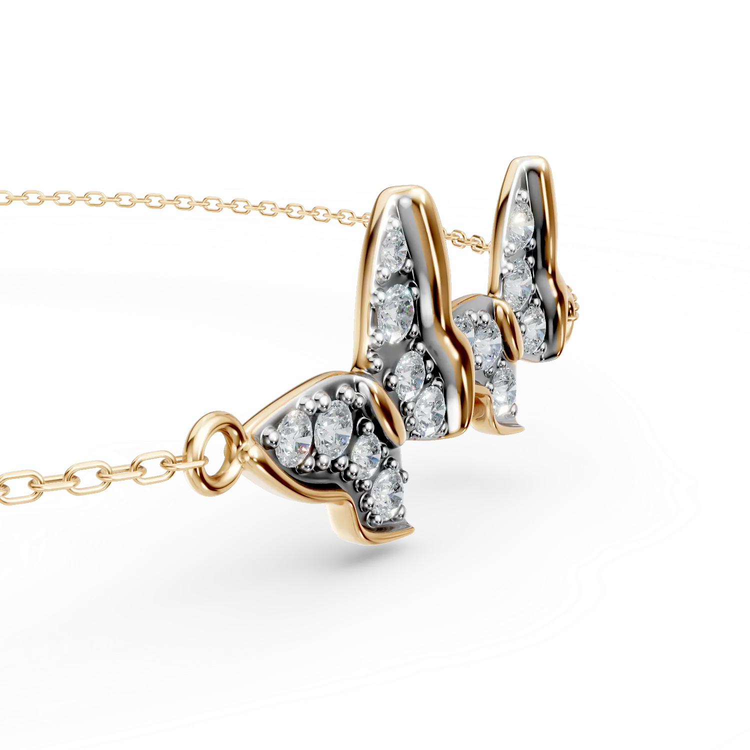 Bratara cu pandantiv fluturi din aur galben cu diamante de 0.1ct create in laborator
