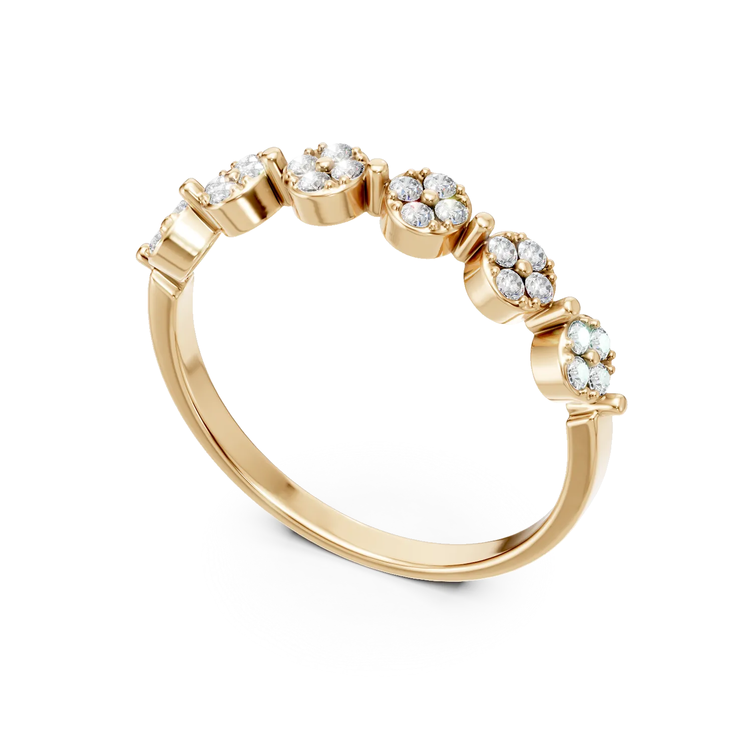 Inel minimalist din aur galben cu diamante microsetting de 0.2ct create in laborator