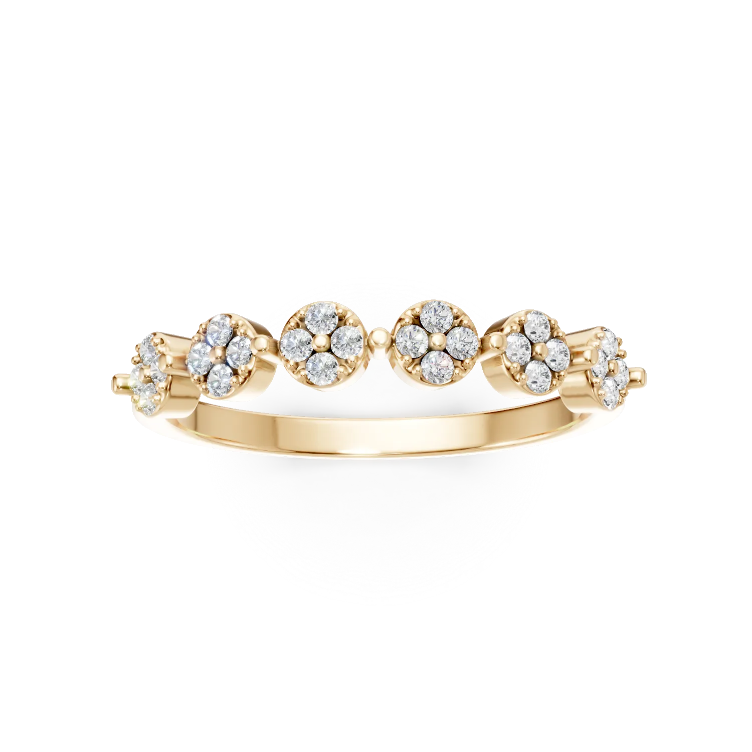 Inel minimalist din aur galben cu diamante microsetting de 0.2ct create in laborator