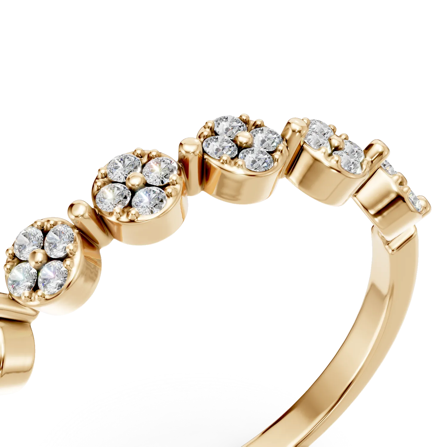 Inel minimalist din aur galben cu diamante microsetting de 0.2ct create in laborator