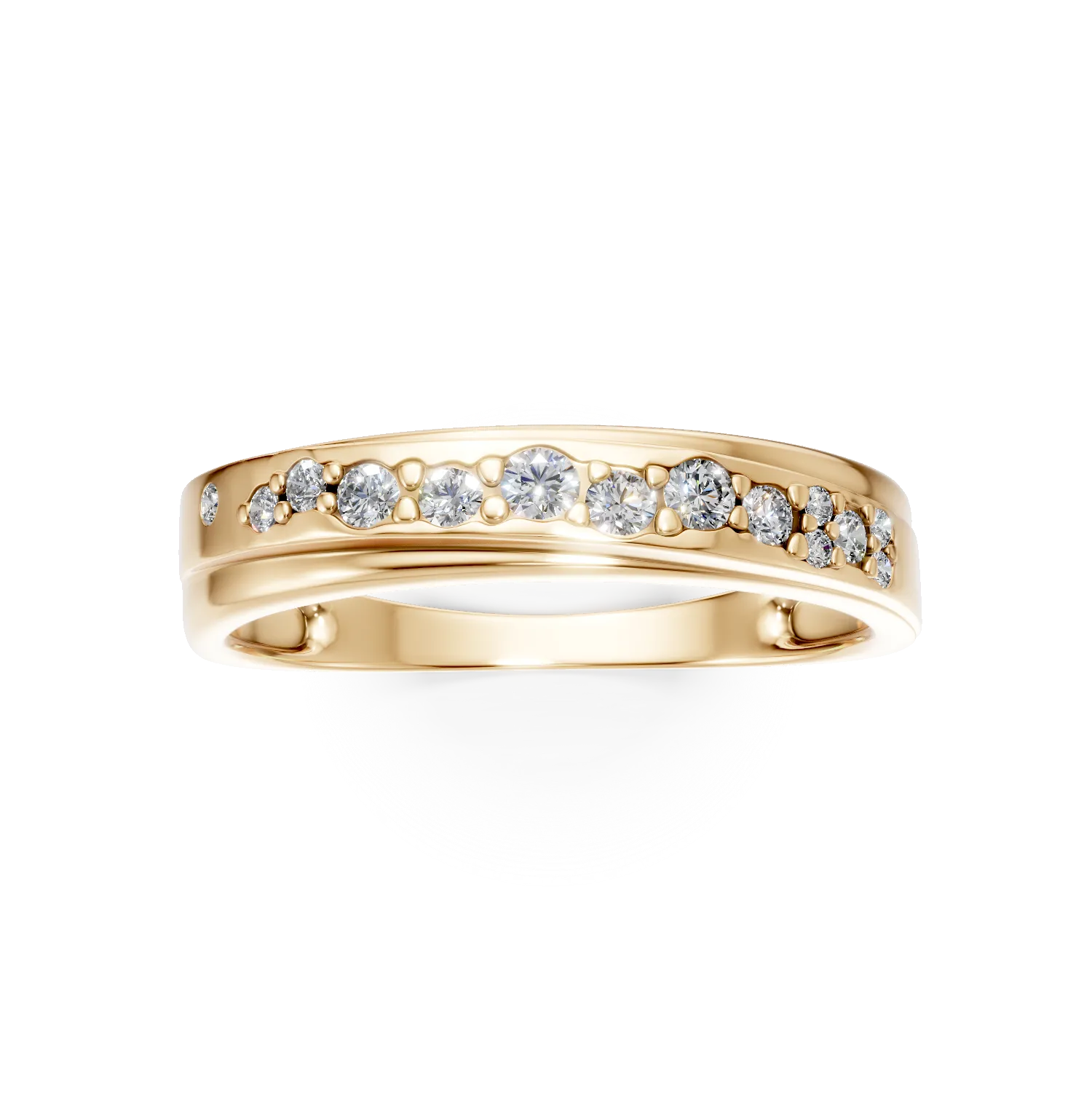 Inel dublu din aur galben cu diamante microsetting de 0.2ct create in laborator