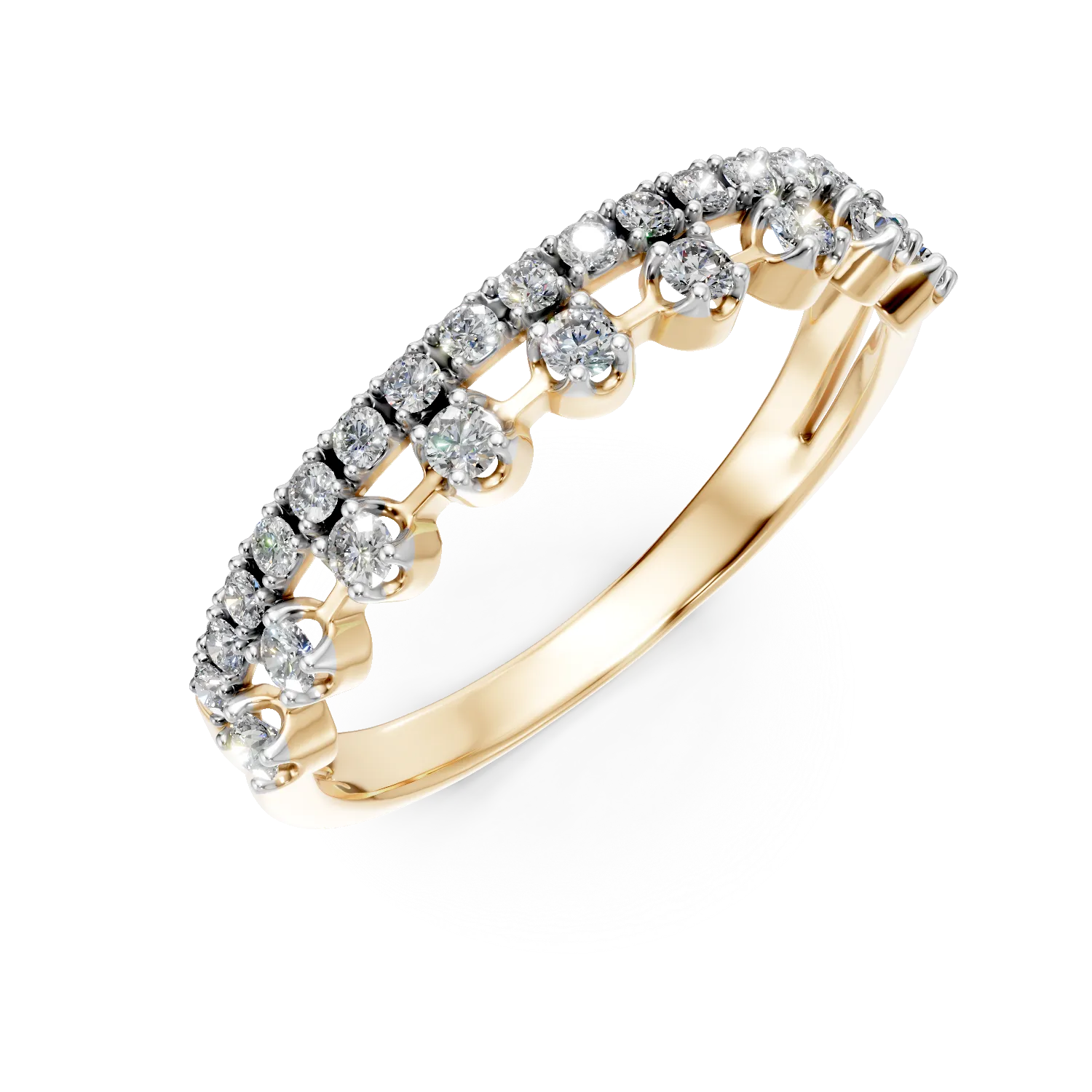 Inel din aur galben cu diamante microsetting de 0.2ct create in laborator