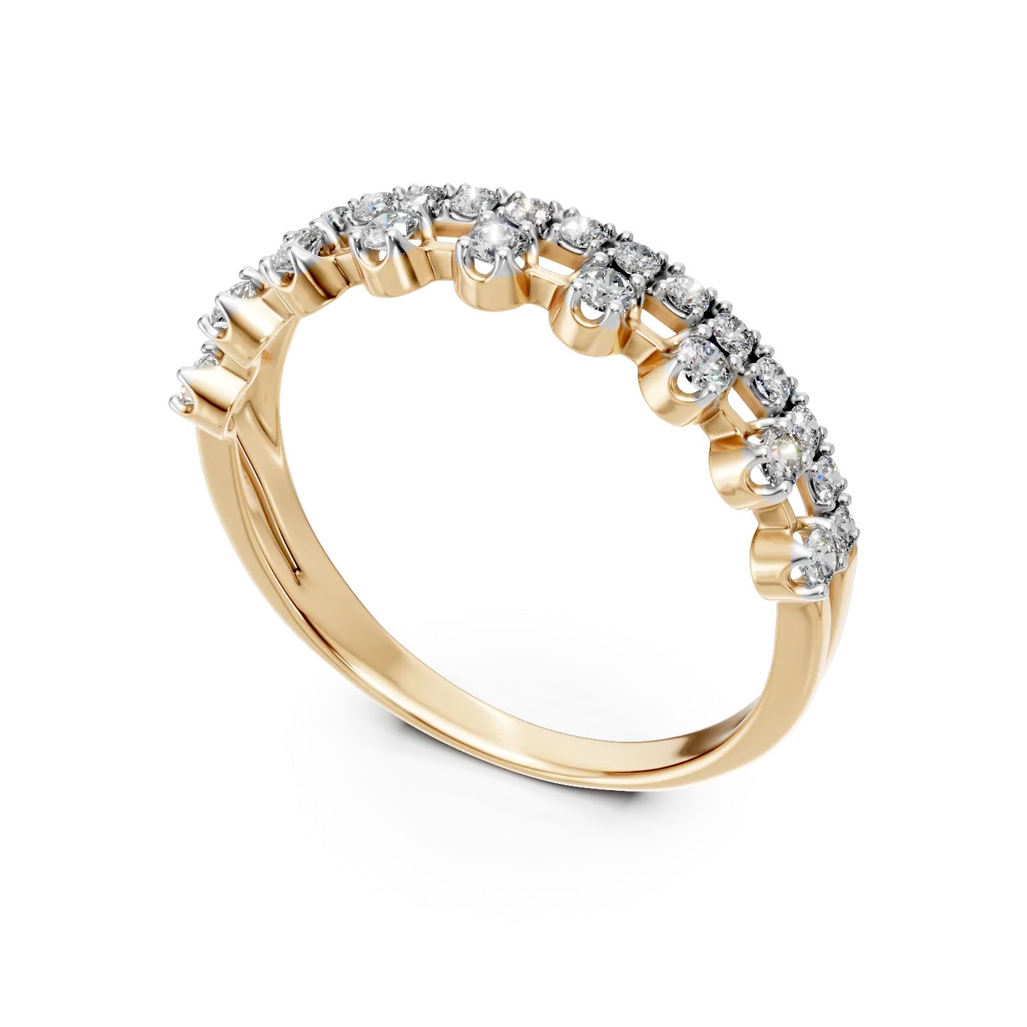 Inel din aur galben cu diamante microsetting de 0.2ct create in laborator