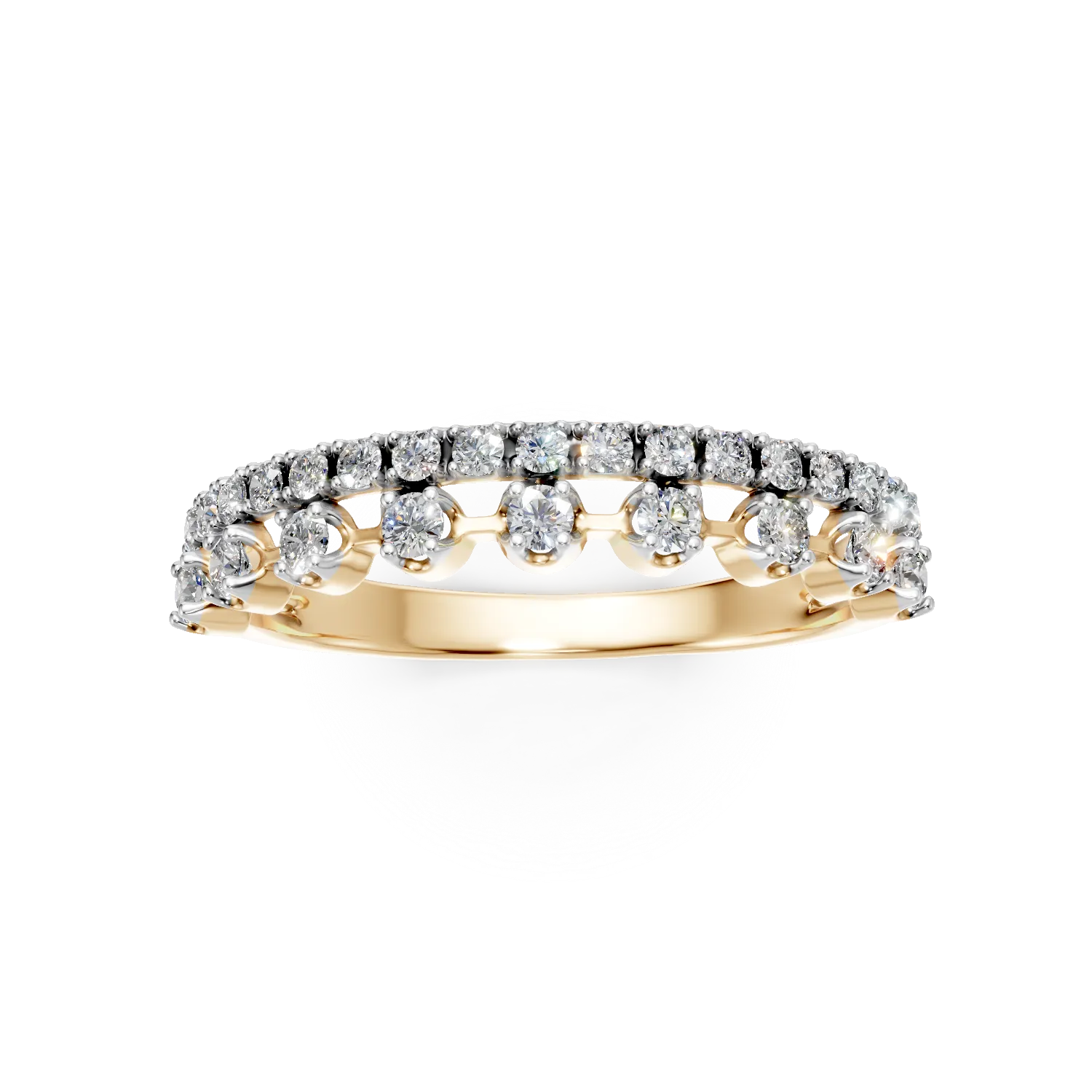 Inel din aur galben cu diamante microsetting de 0.2ct create in laborator