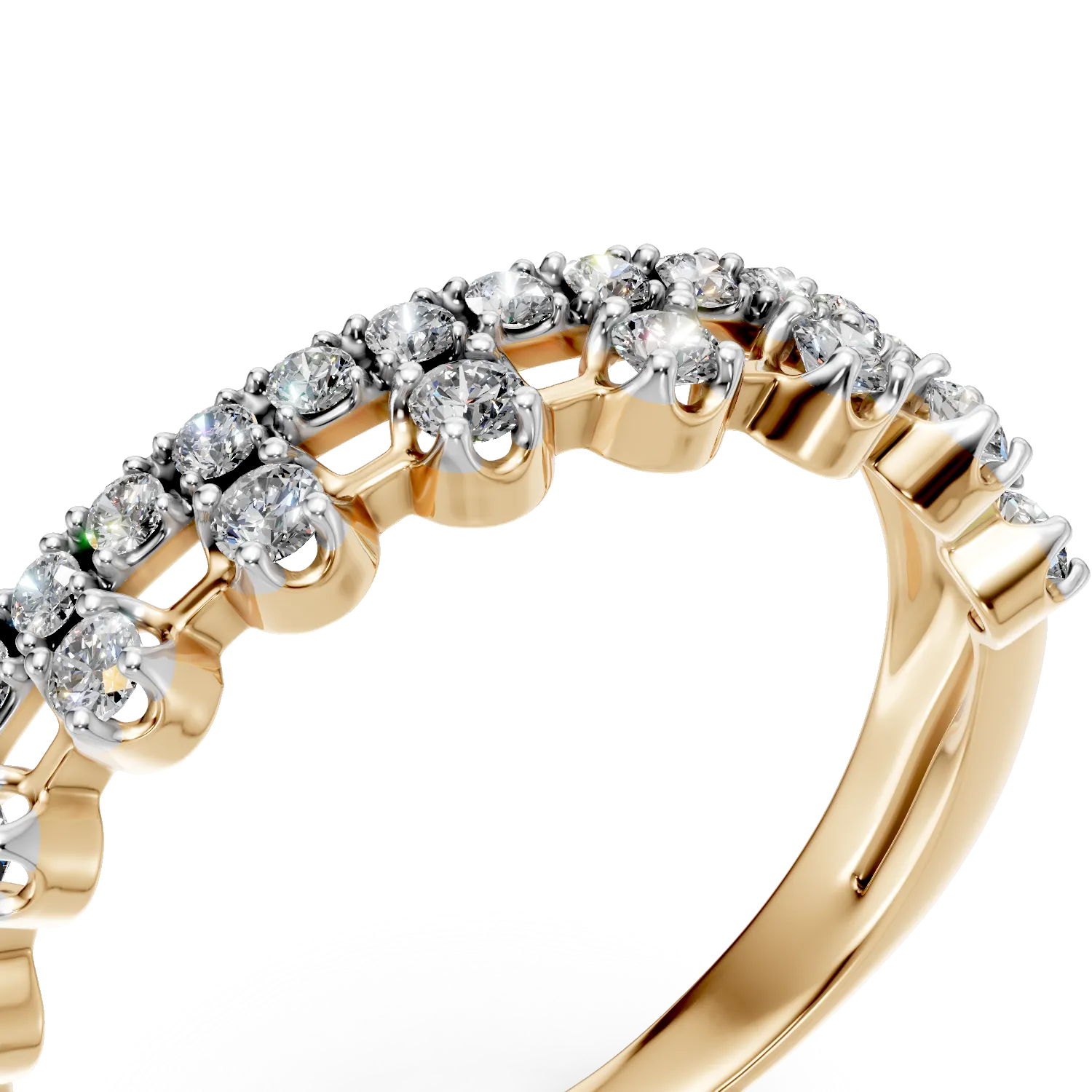 Inel din aur galben cu diamante microsetting de 0.2ct create in laborator