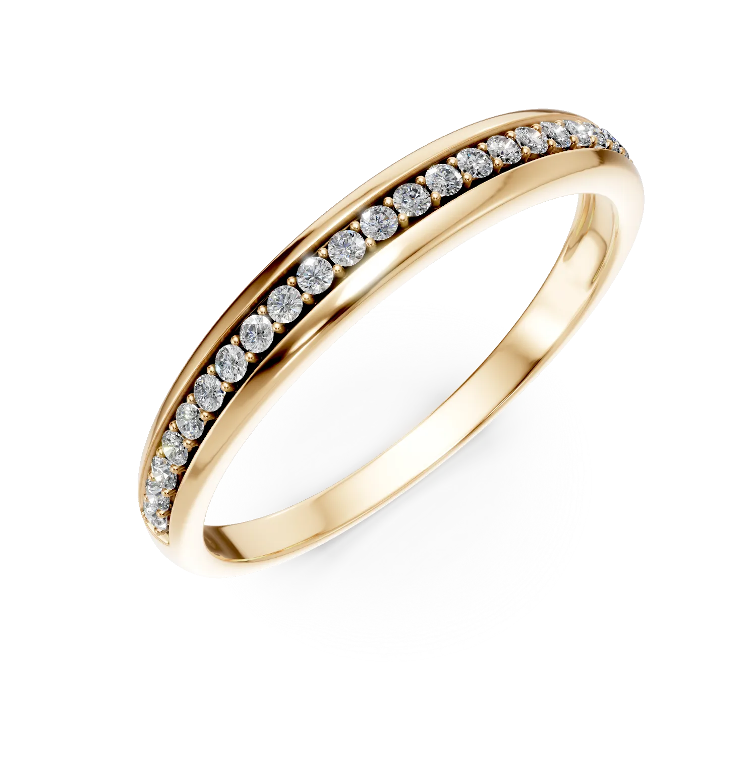 Inel semi eternity din aur galben cu zirconii - imagine 7