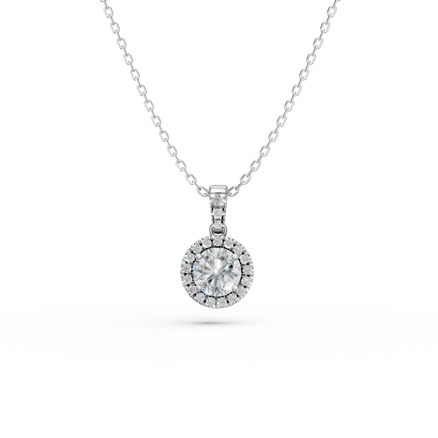 Lant cu pandantiv din aur alb cu diamante de 0.9ct create in laborator