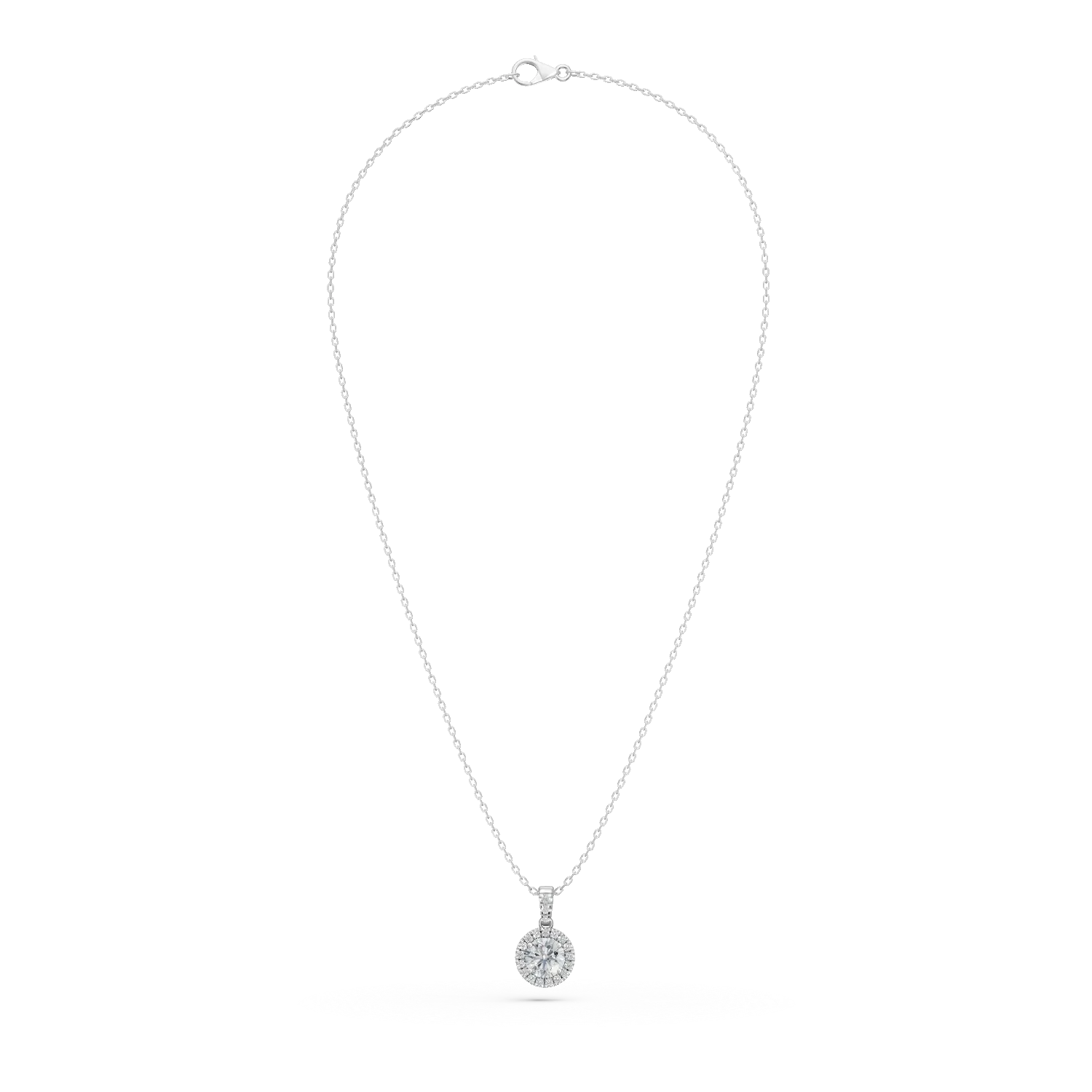 Lant cu pandantiv din aur alb cu diamante de 0.9ct create in laborator