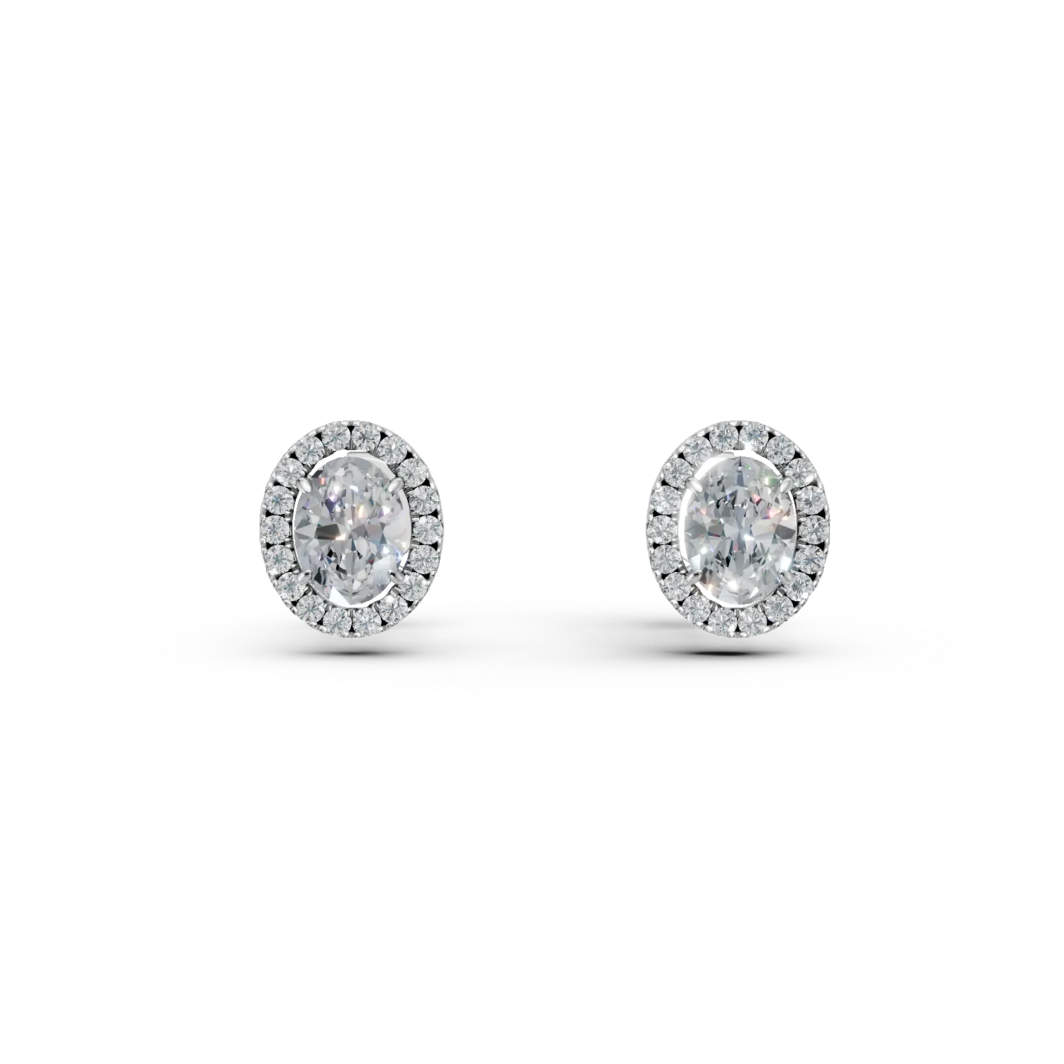 Cercei stud din aur alb cu diamante de 1.7ct create in laborator