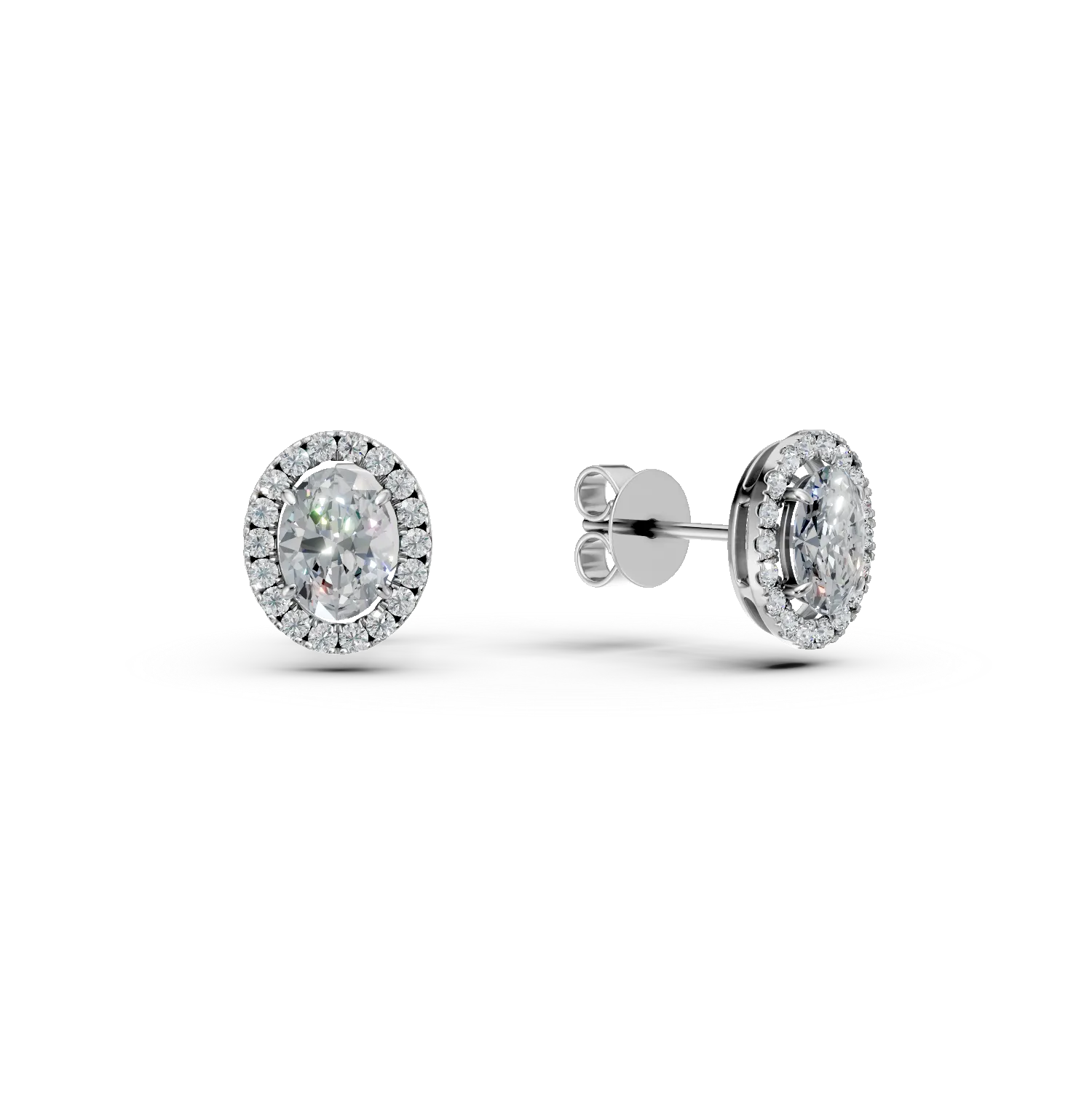 Cercei stud din aur alb cu diamante de 1.7ct create in laborator