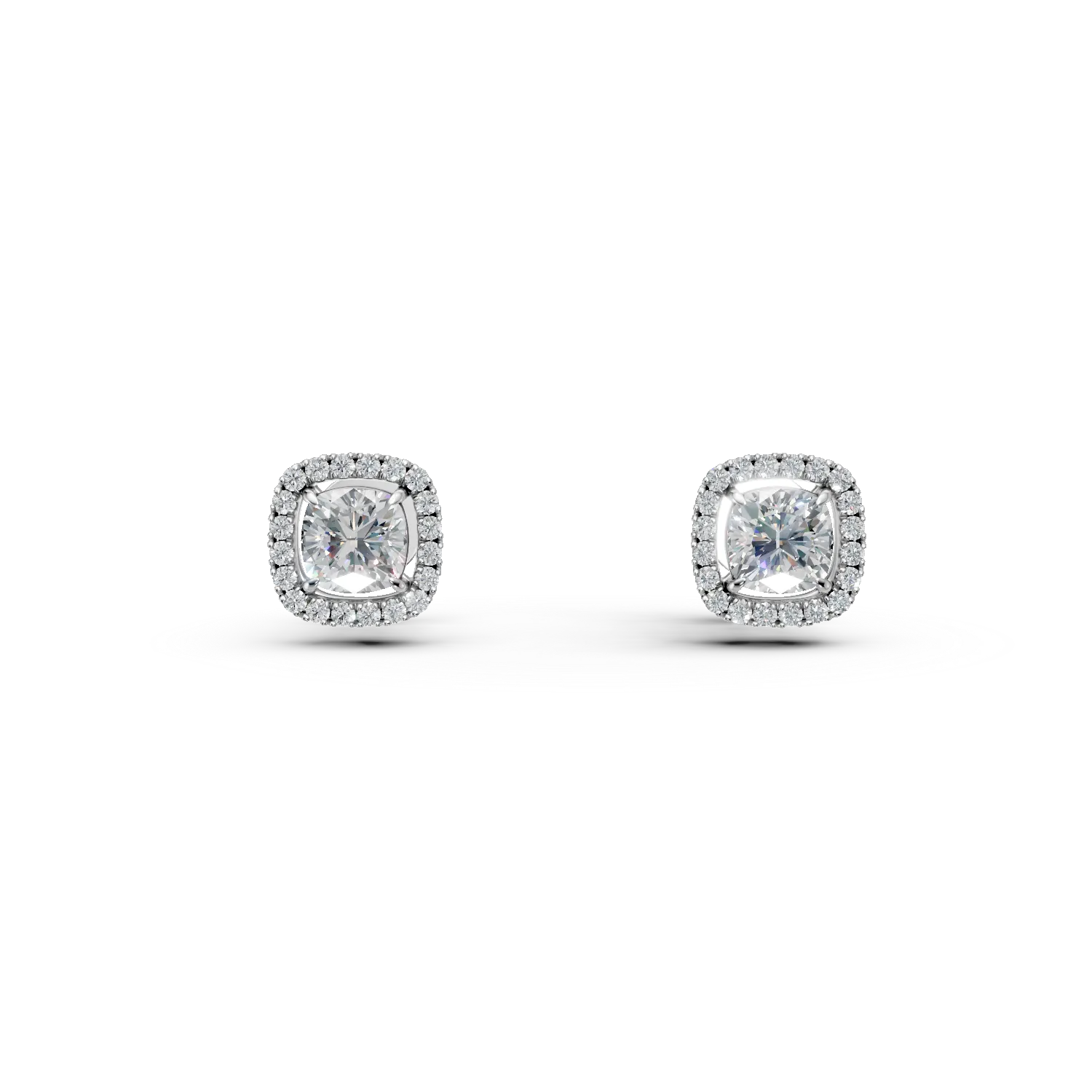 Cercei stud din aur alb cu diamante de 1.7ct create in laborator