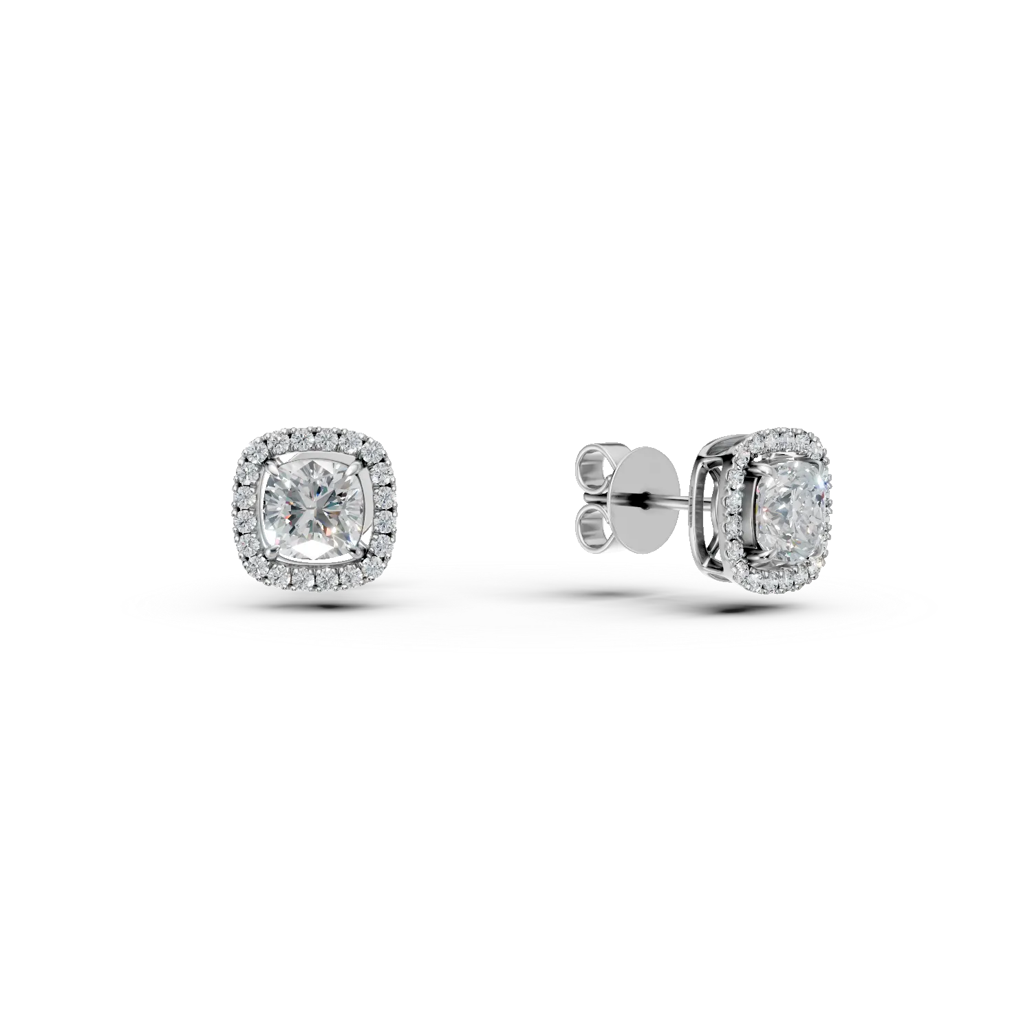 Cercei stud din aur alb cu diamante de 1.7ct create in laborator