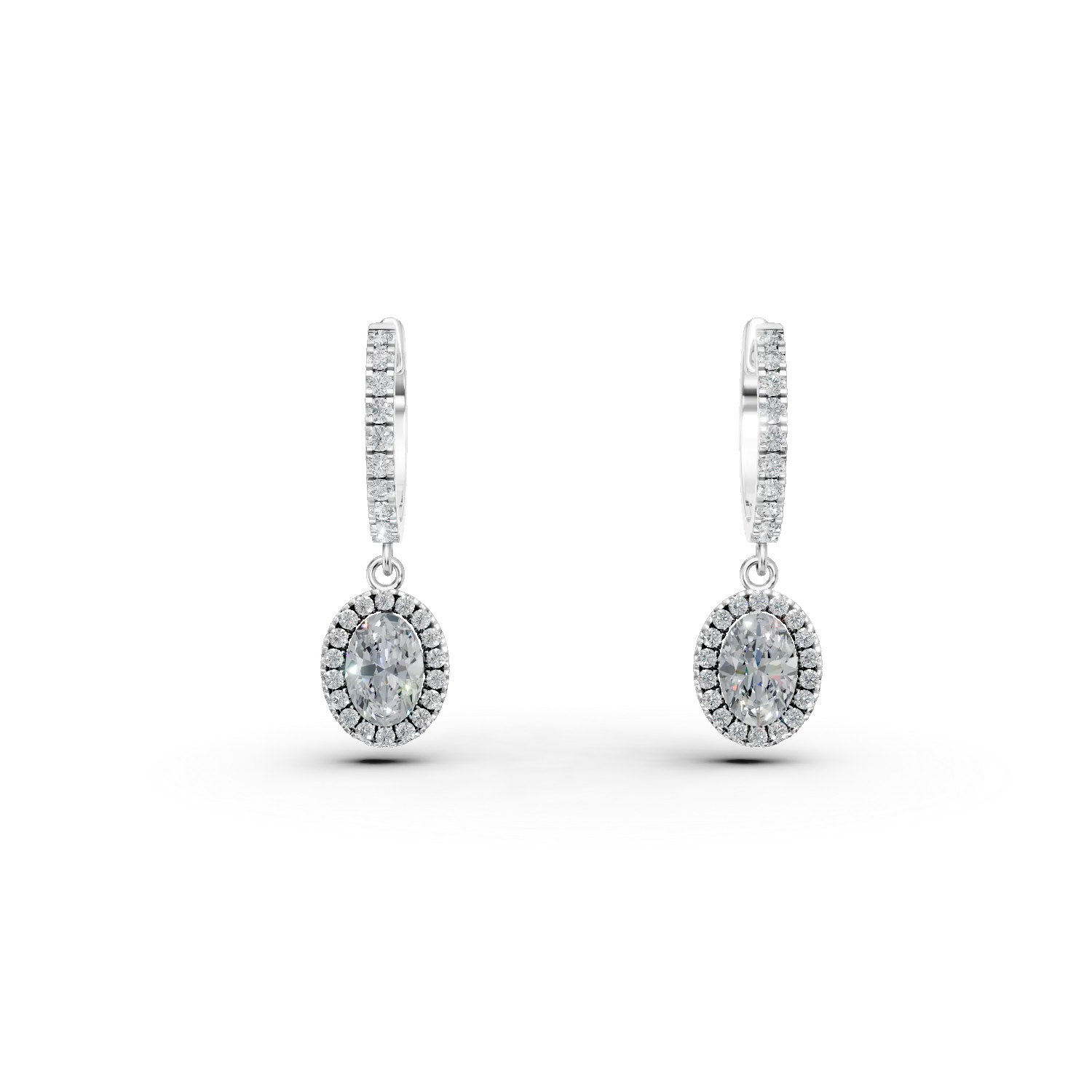 Cercei din aur alb cu diamante de 1.4ct create in laborator